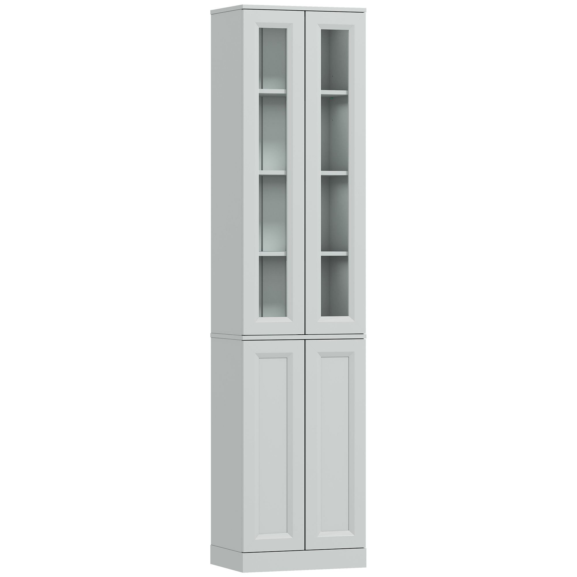 WOODLAND 6 Tier Slim Bathroom Storage Cabinet with Adjustable Shelf and 4 Soft Close Doors - Dusty Blue - Life Essentials