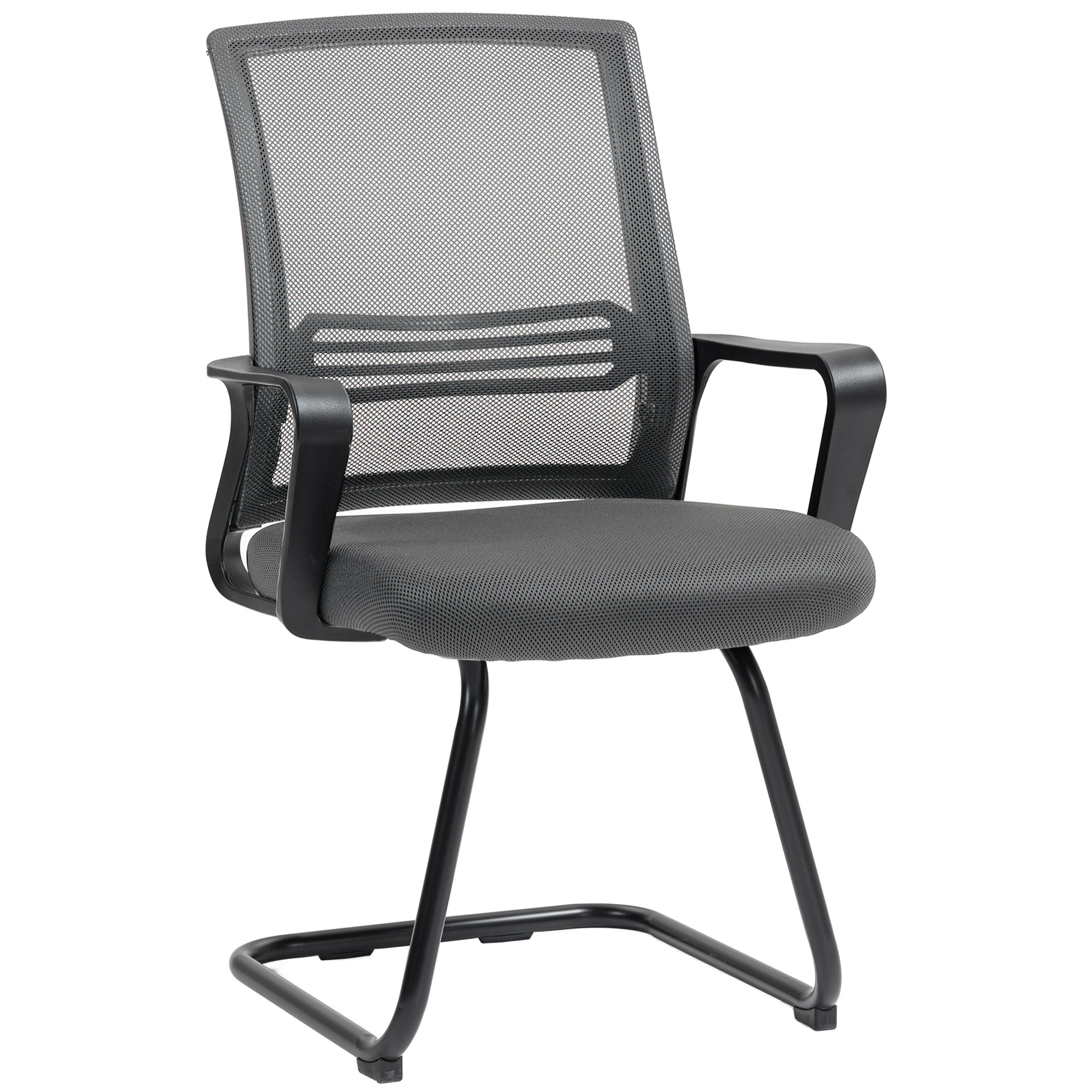 SOLEN Padded Ergonomic Meeting and Reception Chair with Sled Base - Dark Grey - Life Essentials
