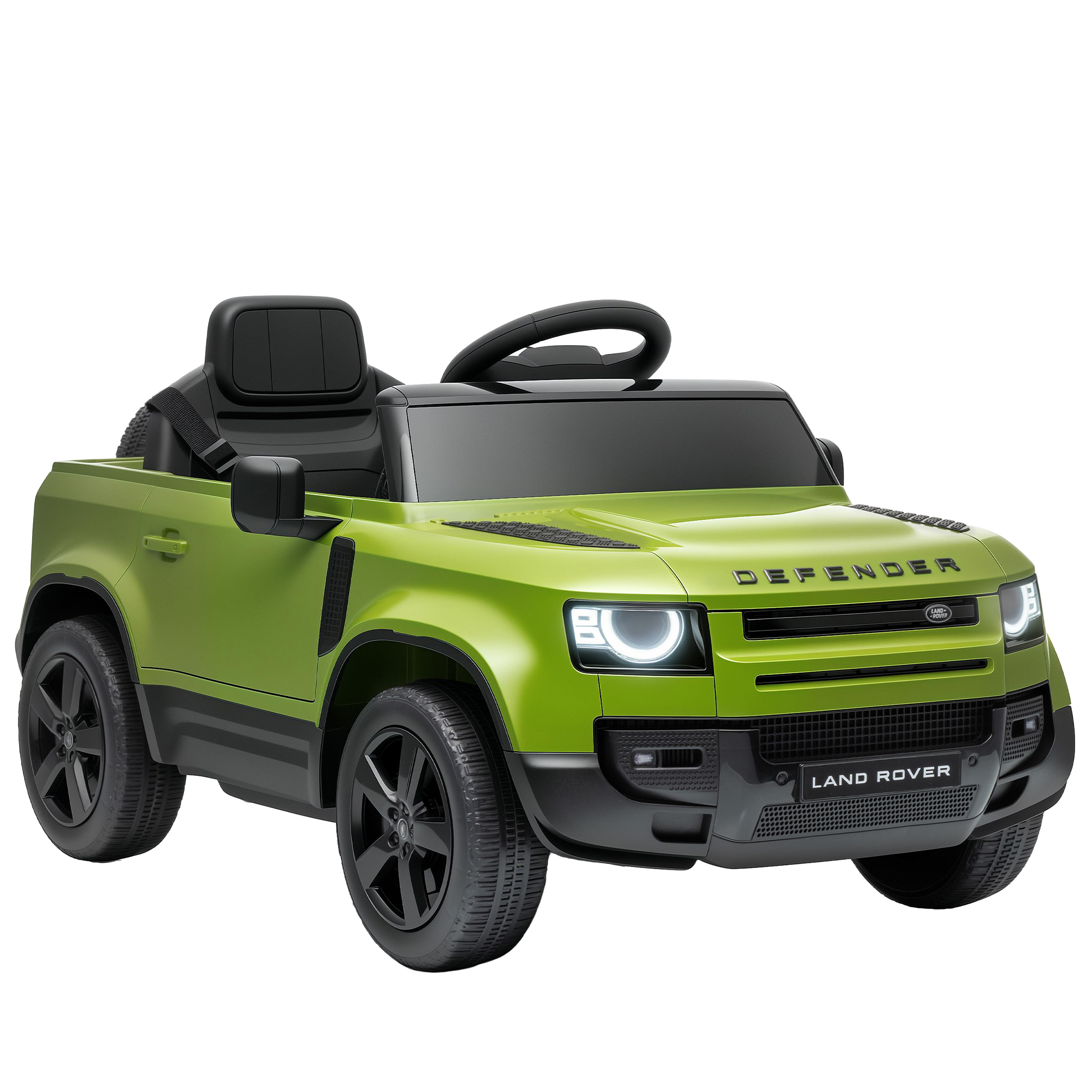 MEADOWCROFT Land Rover Licensed 12V Kids Ride On Car with Remote, Suspension, 3 Speeds, Lights and Music - Green and Black - Life Essentials