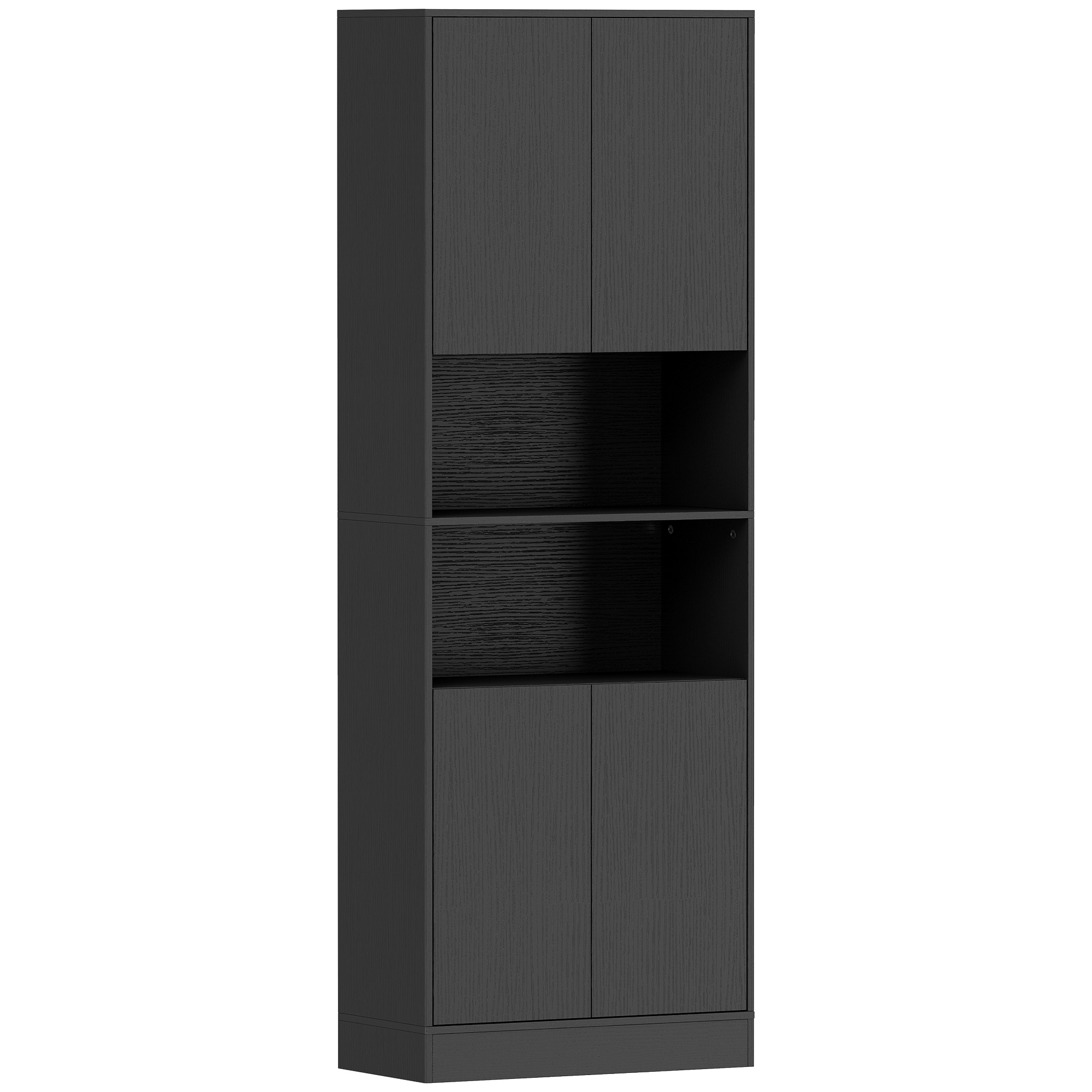 BUCKLAND 170 cm Freestanding Kitchen Pantry Storage Cabinet with Soft Close Hinges - Black Wood Effect - Life Essentials