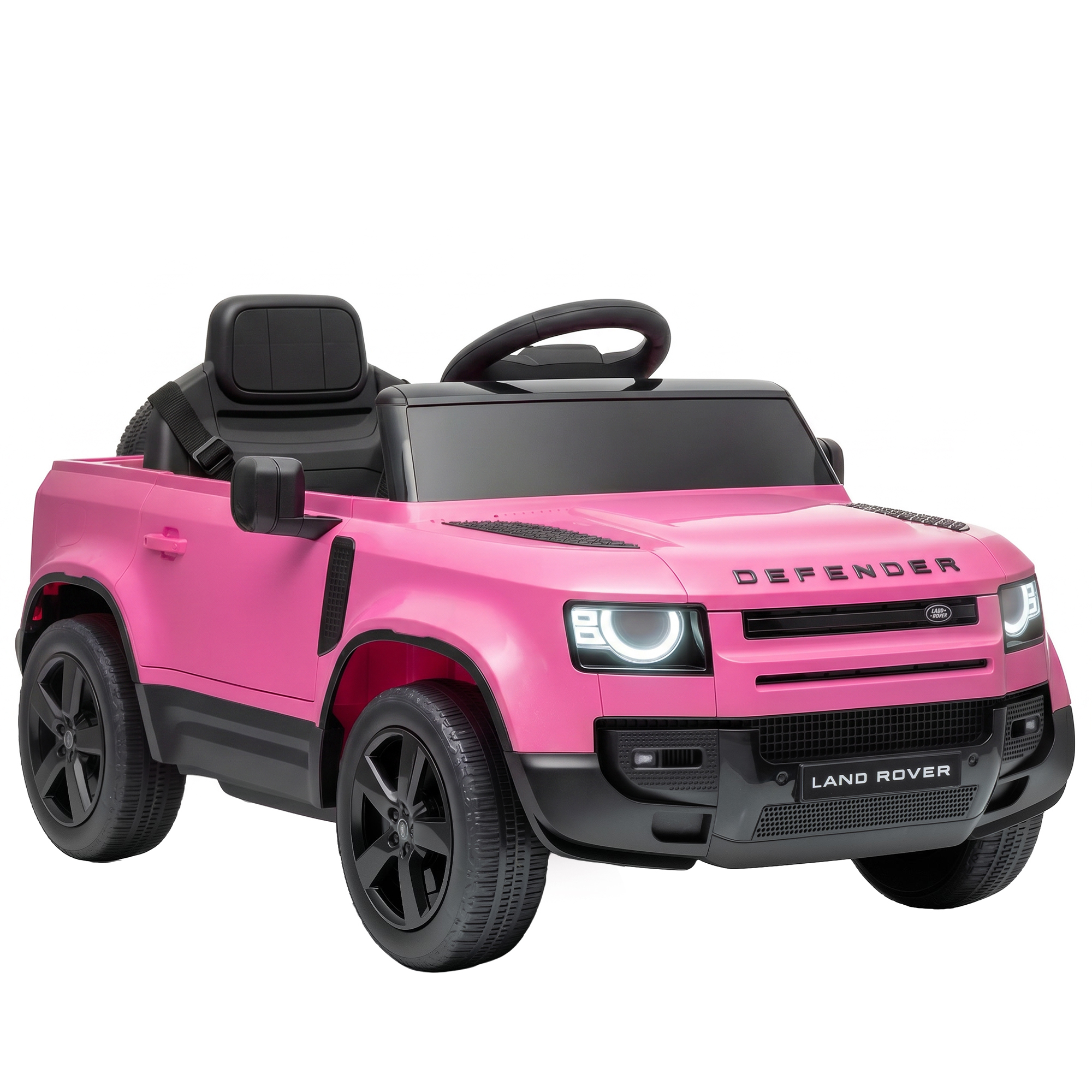 MEADOWCROFT Land Rover Licensed 12V Kids Ride On Car with Remote, Suspension, 3 Speeds, Lights and Music - Pink and Black - Life Essentials