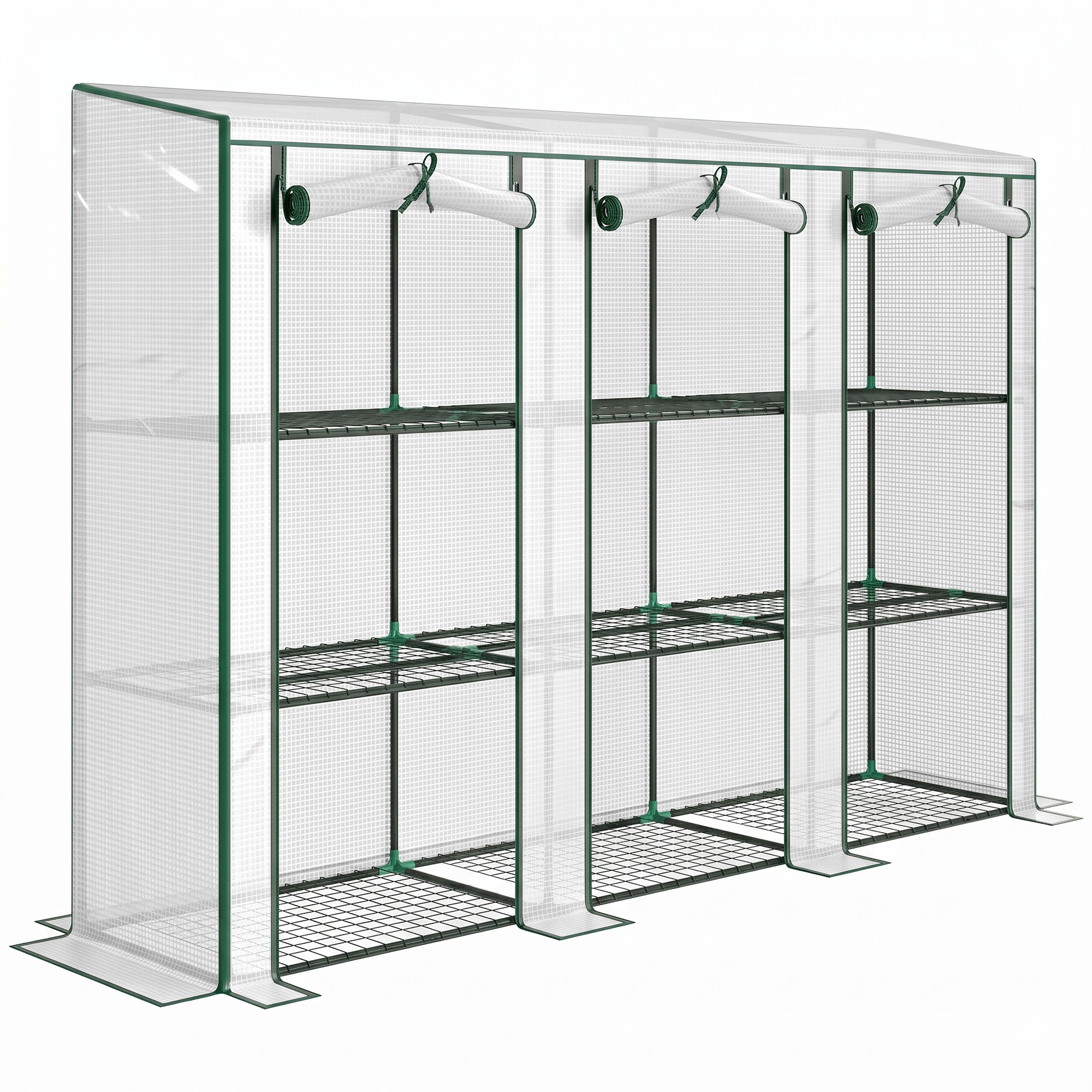 HOUNDON 46 x 215 cm Nine Shelf Greenhouse for Plants - White - Life Essentials