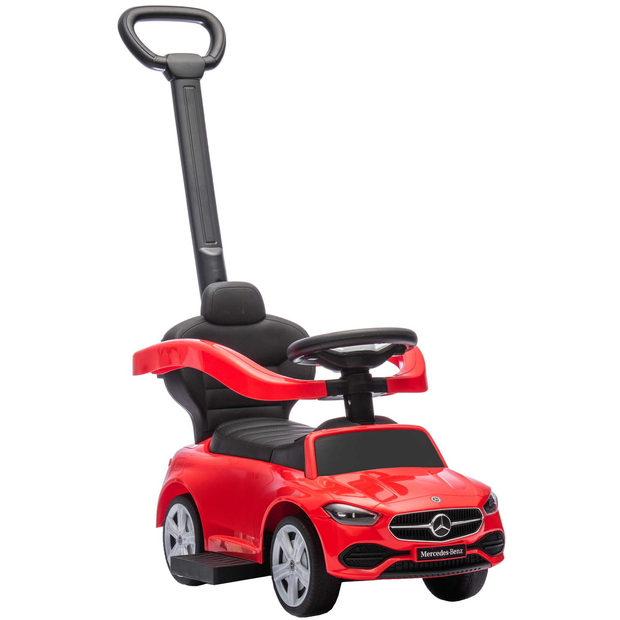 RADLETT Mercedes Benz C Class Licensed 2 in 1 Baby Ride On Push Car and Foot to Floor Walker - Red - Life Essentials