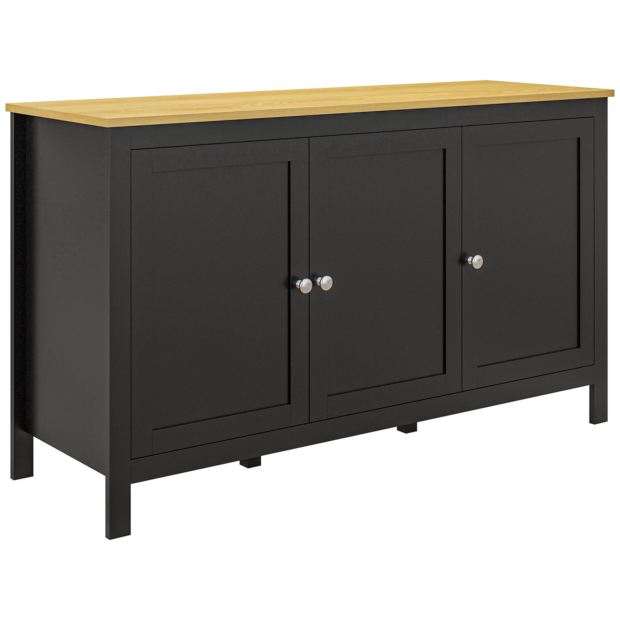 EXETER Sideboard Buffet Cabinet with Doors and Adjustable Shelves - Black and Natural - Life Essentials