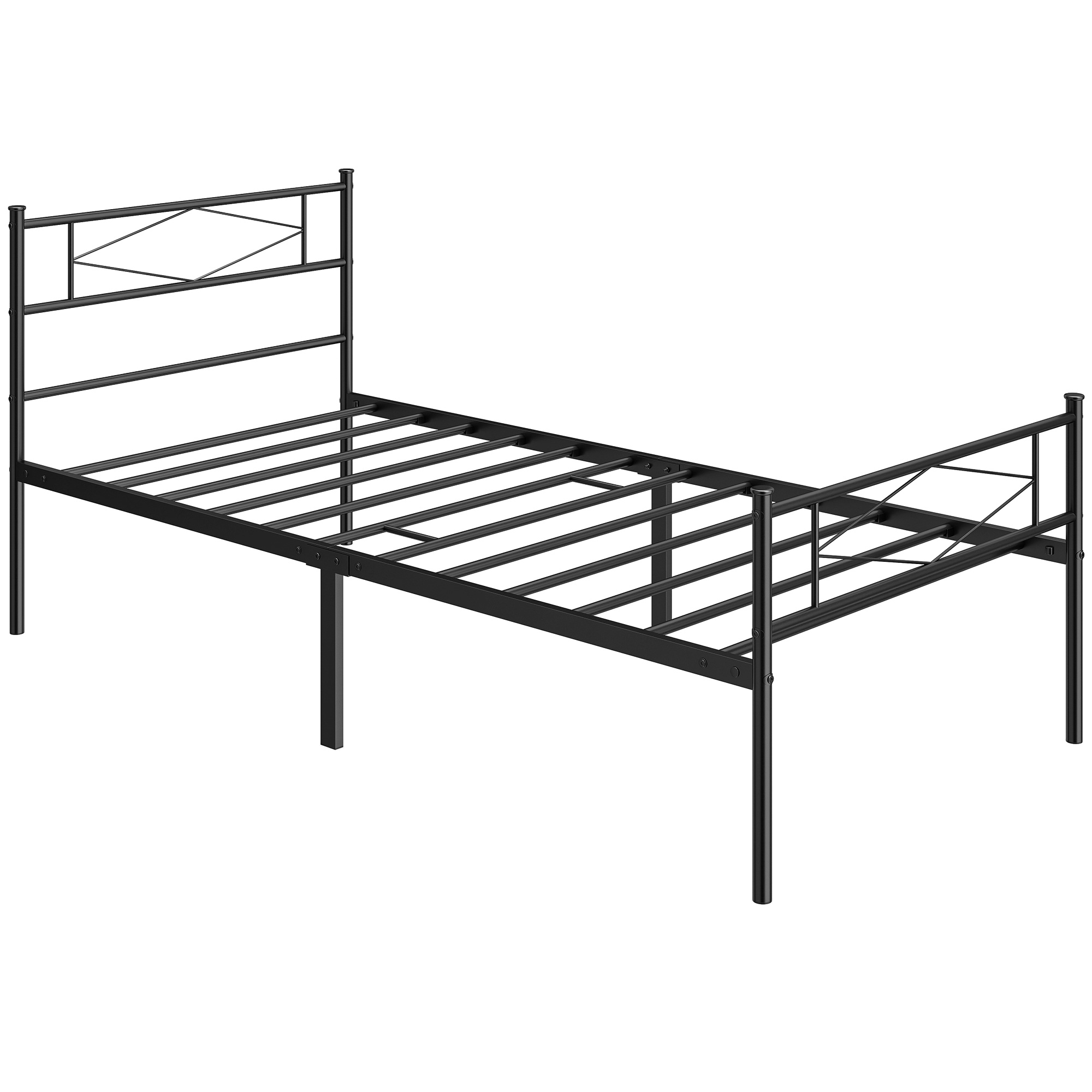 MOLESEY Single Metal Bedframe with Headboard, Footboard and 32 cm Underbed Storage - Black - Life Essentials