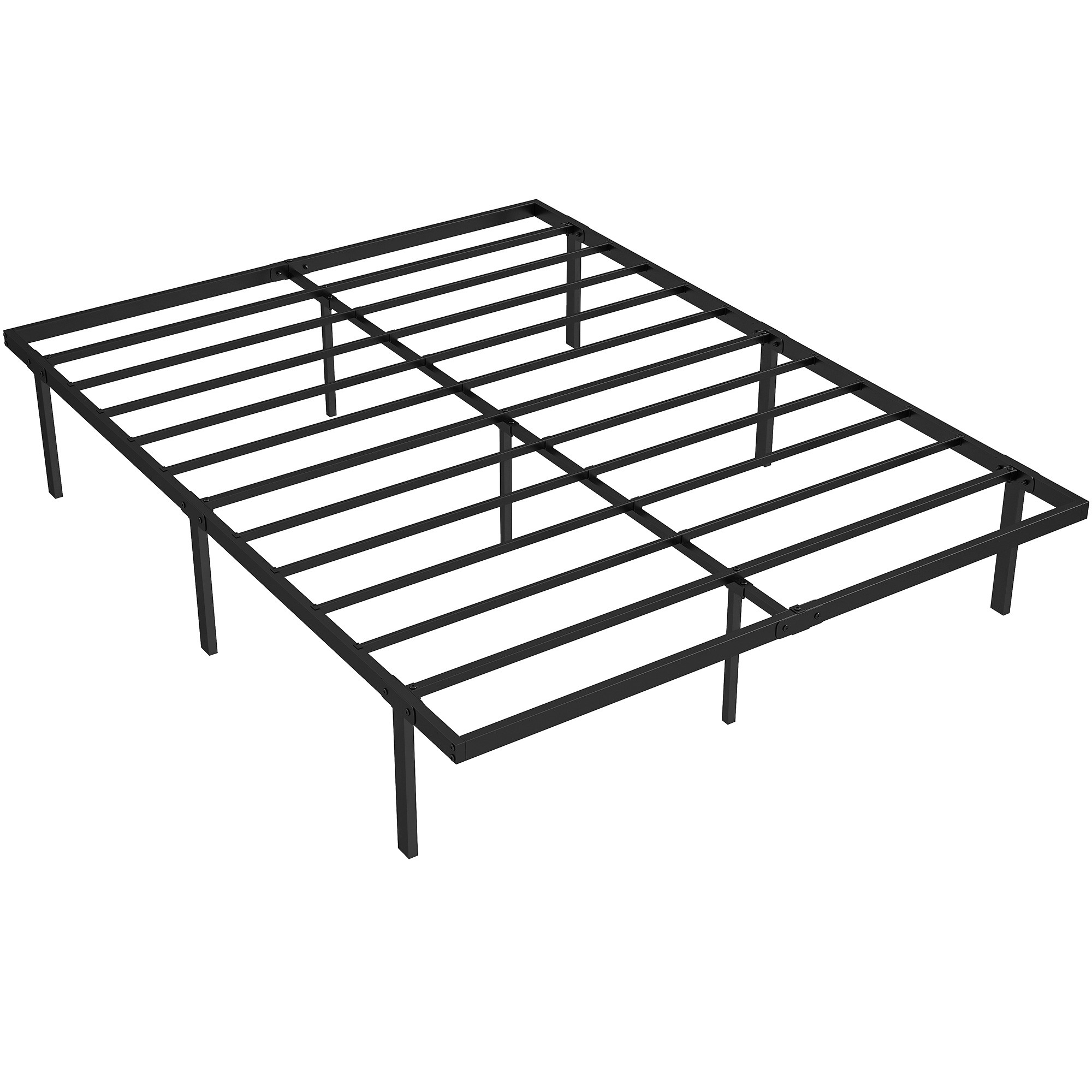 MALMESBURY Kingsize Metal Bedframe with Steel Slats and Underbed Storage - Black - Life Essentials