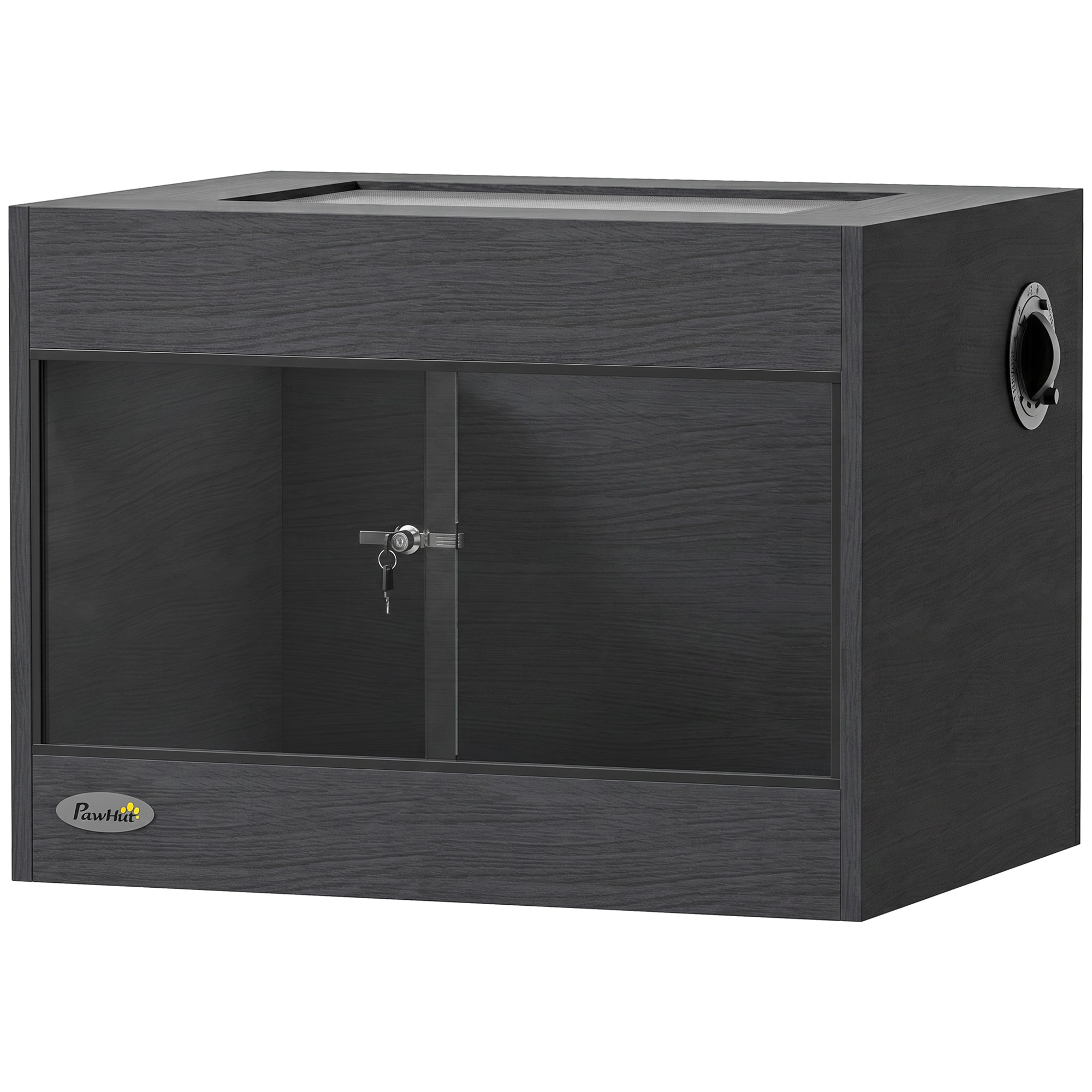 FERNBROOK 60 x 45 x 45 cm Reptile Terrarium with Glass Doors, Secure Lock and Top Ventilation - Black - Life Essentials