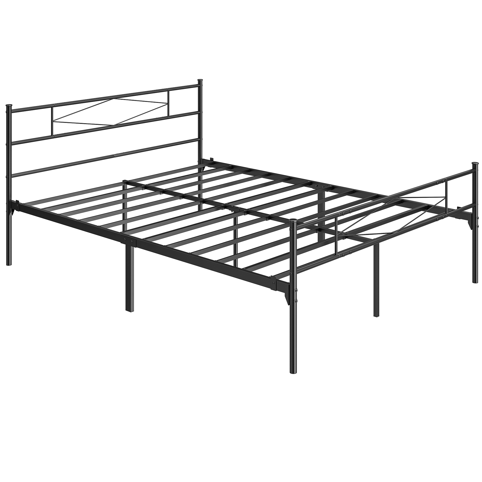 MOLESEY Kingsize Metal Bedframe with Headboard, Footboard and 32 cm Underbed Storage - Black - Life Essentials