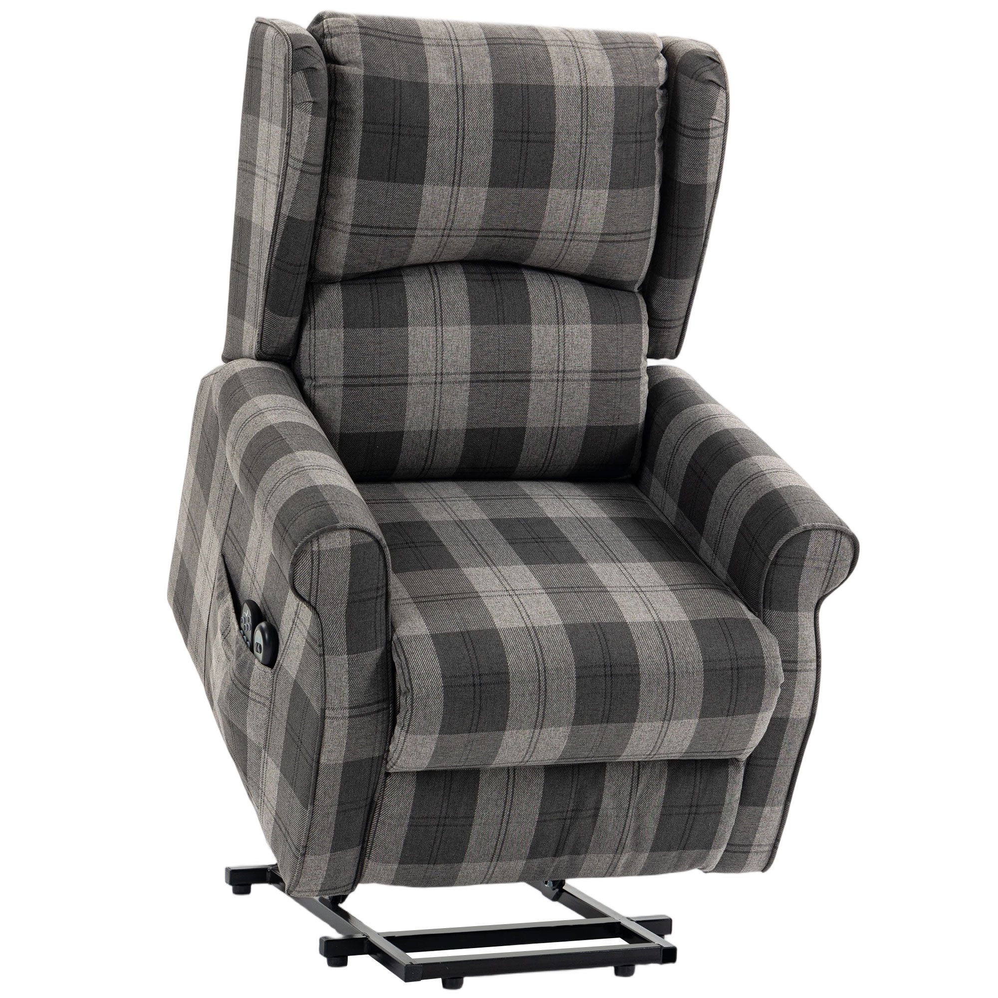 TETBURY Power Lift Recliner Chair with Vibration Massage, Heat, Remote and Side Pockets - Grey and Black - Life Essentials