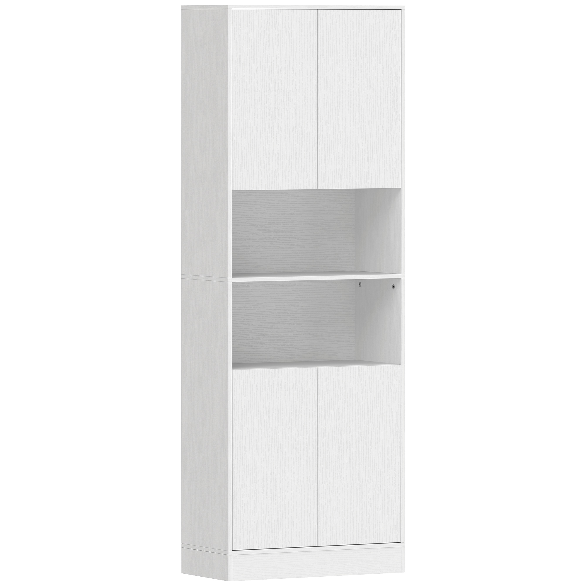 BUCKLAND 170 cm Freestanding Kitchen Pantry Storage Cabinet with Soft Close Hinges - White Wood Effect - Life Essentials