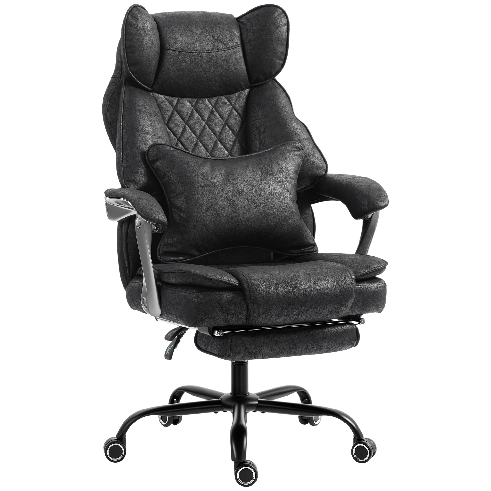 SUMMERFIELD Leathaire Big and Tall Executive Office Chair with Recline and Lumbar Support, 180 kg Capacity - Black - Life Essentials