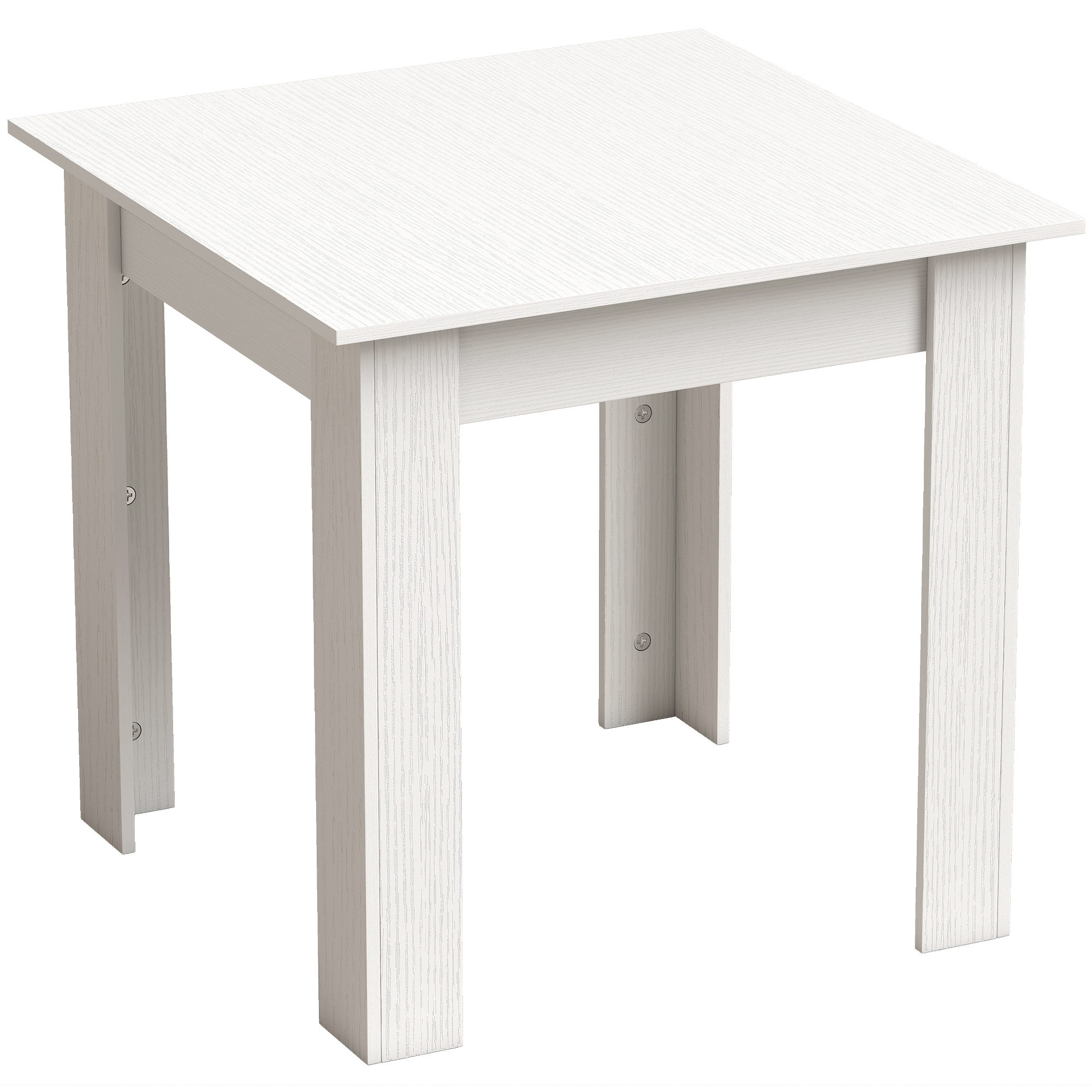DRAVELLE Square Space Saving Dining Table with Non Slip Feet - White Wood Effect - Life Essentials