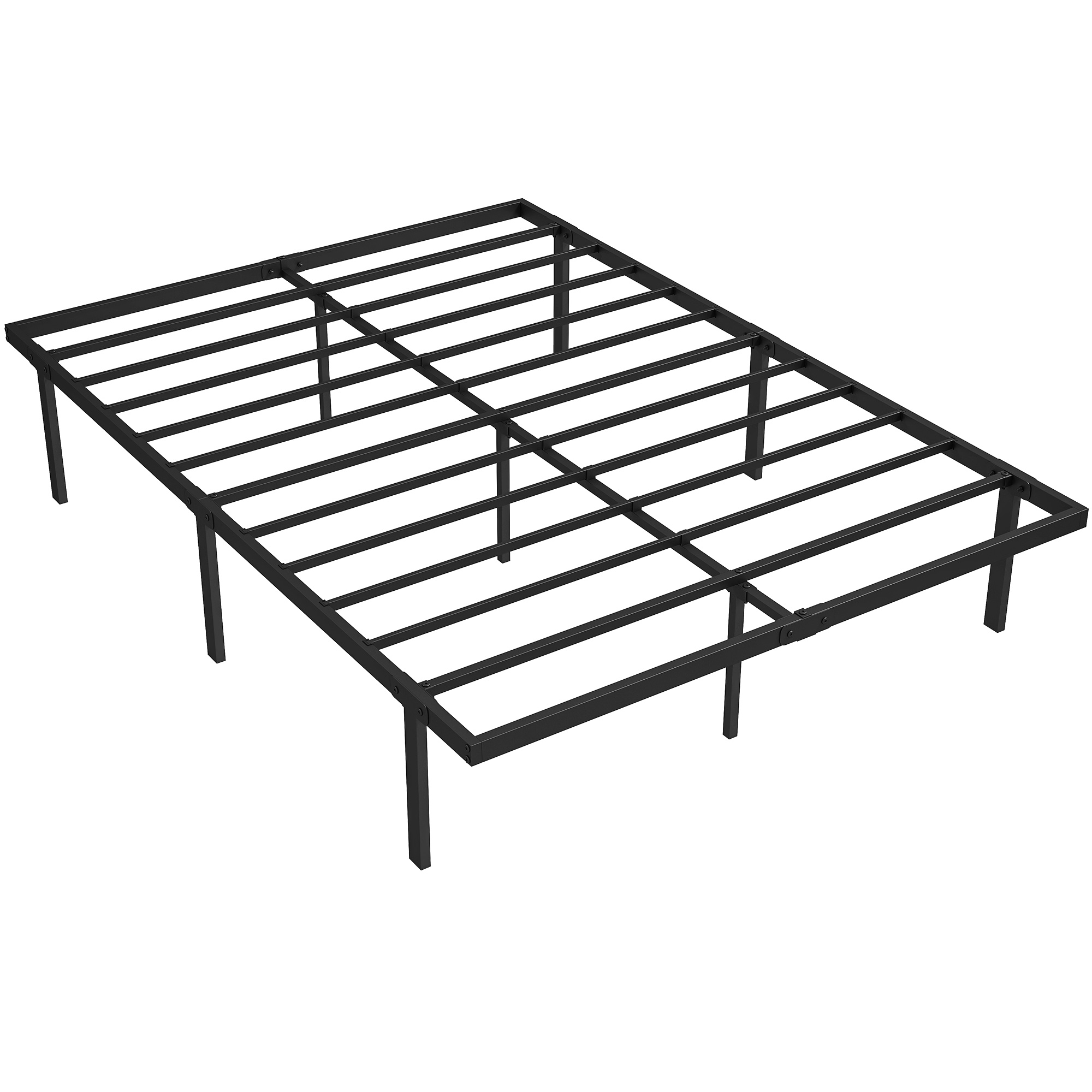 MALMESBURY Double Metal Bedframe with Steel Slats and Underbed Storage - Black - Life Essentials