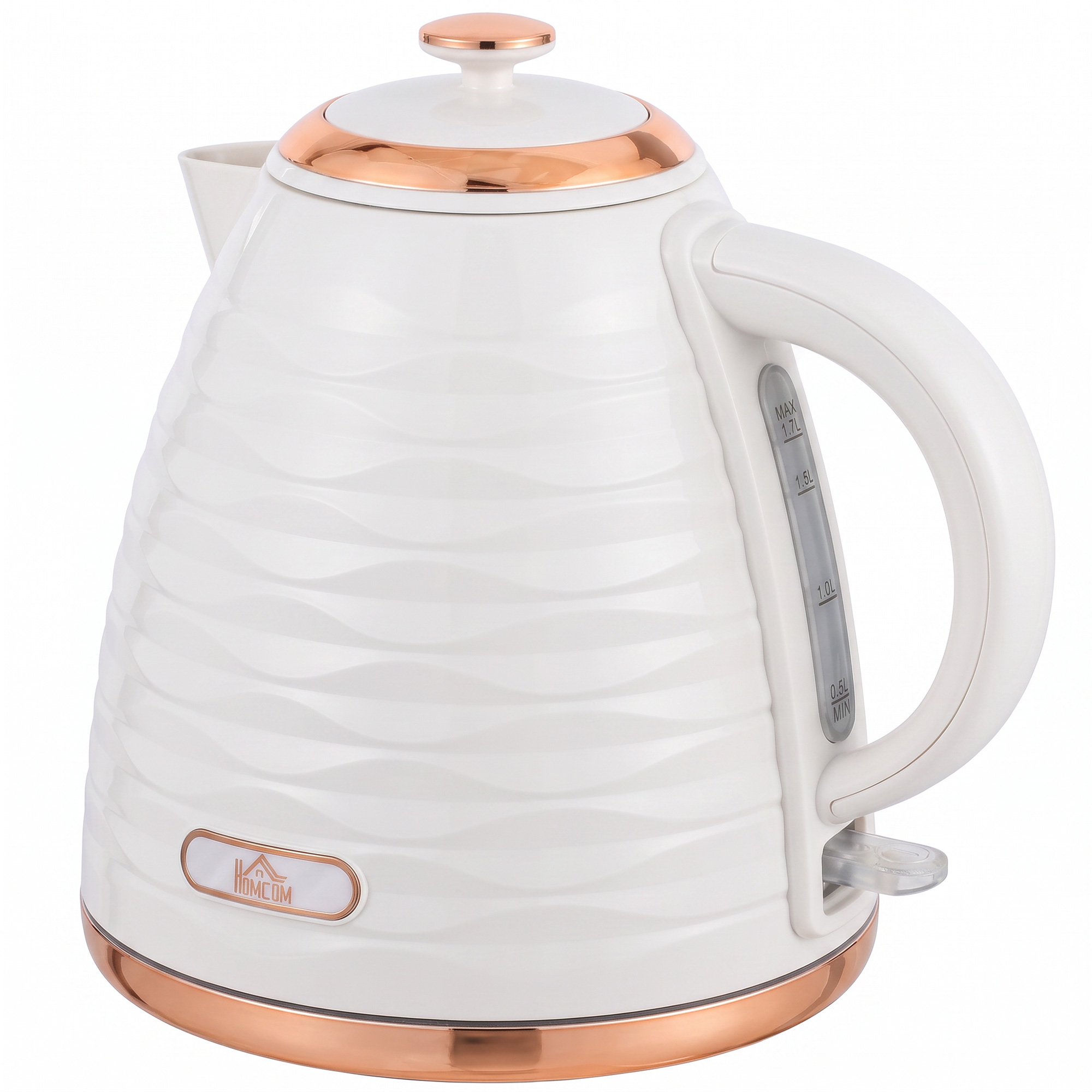 AURORE 3kW Rapid Boil Honeycomb Electric Kettle - Cream White and Rose Gold - Life Essentials