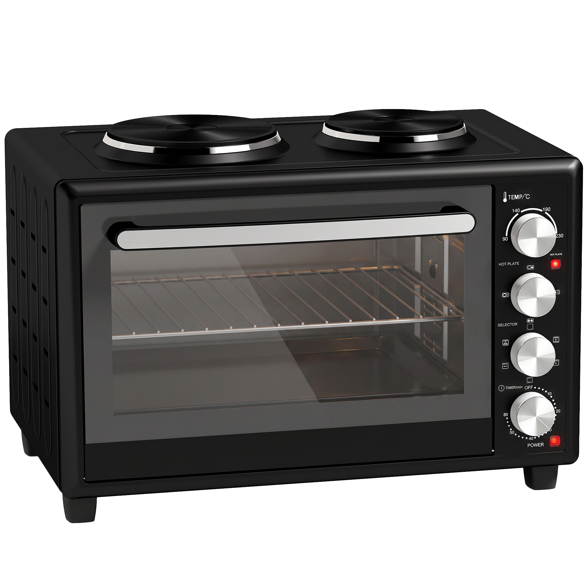 BEACONMOOR 36L Mini Oven with Dual Hot Plates and Convection - Black