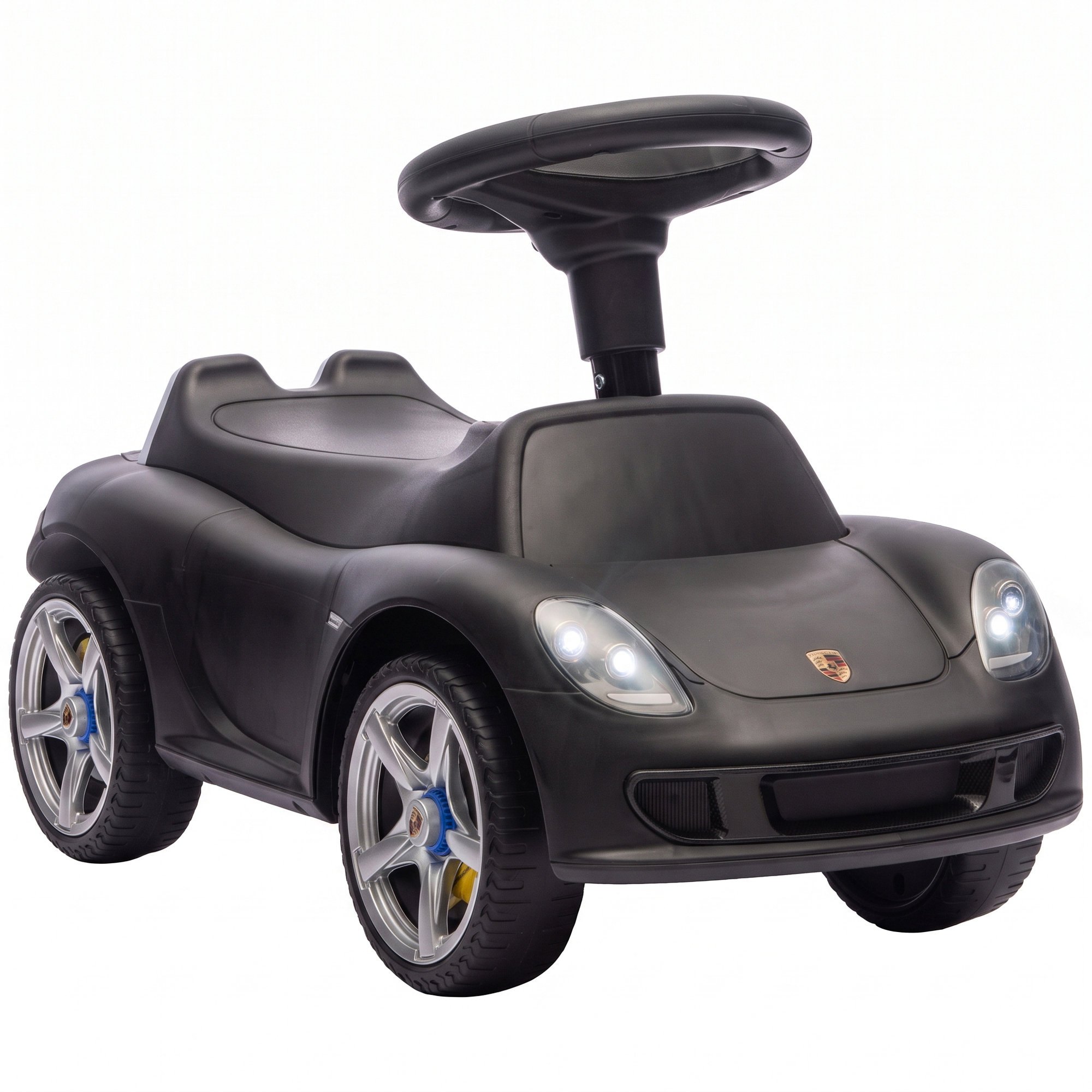BROOKHILL Porsche Licensed Toddler Push Car with Horn and Lights - Matte Black