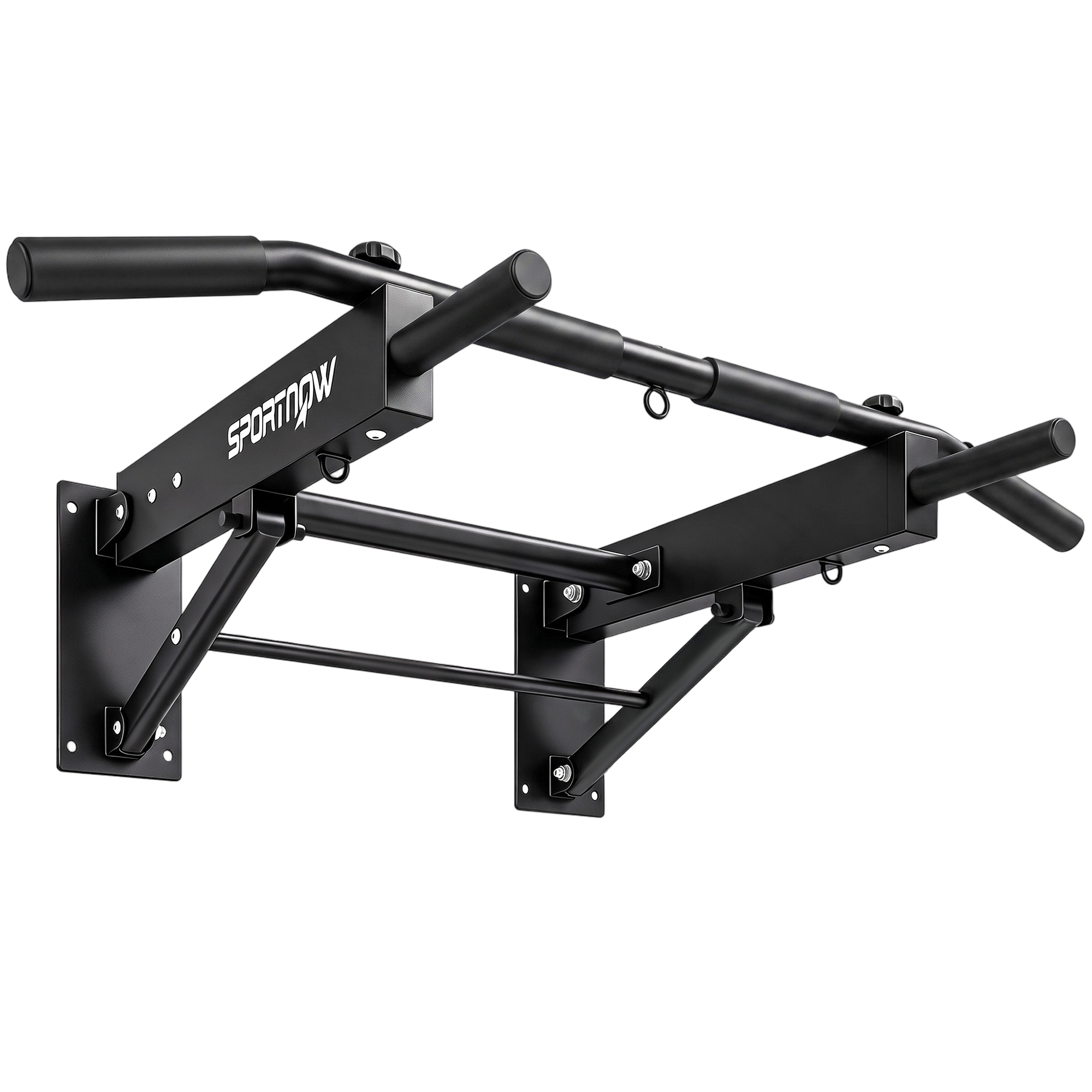 ATLASWELL Foldable Wall-Mounted Pull-Up Bar, 120kg Capacity - Black