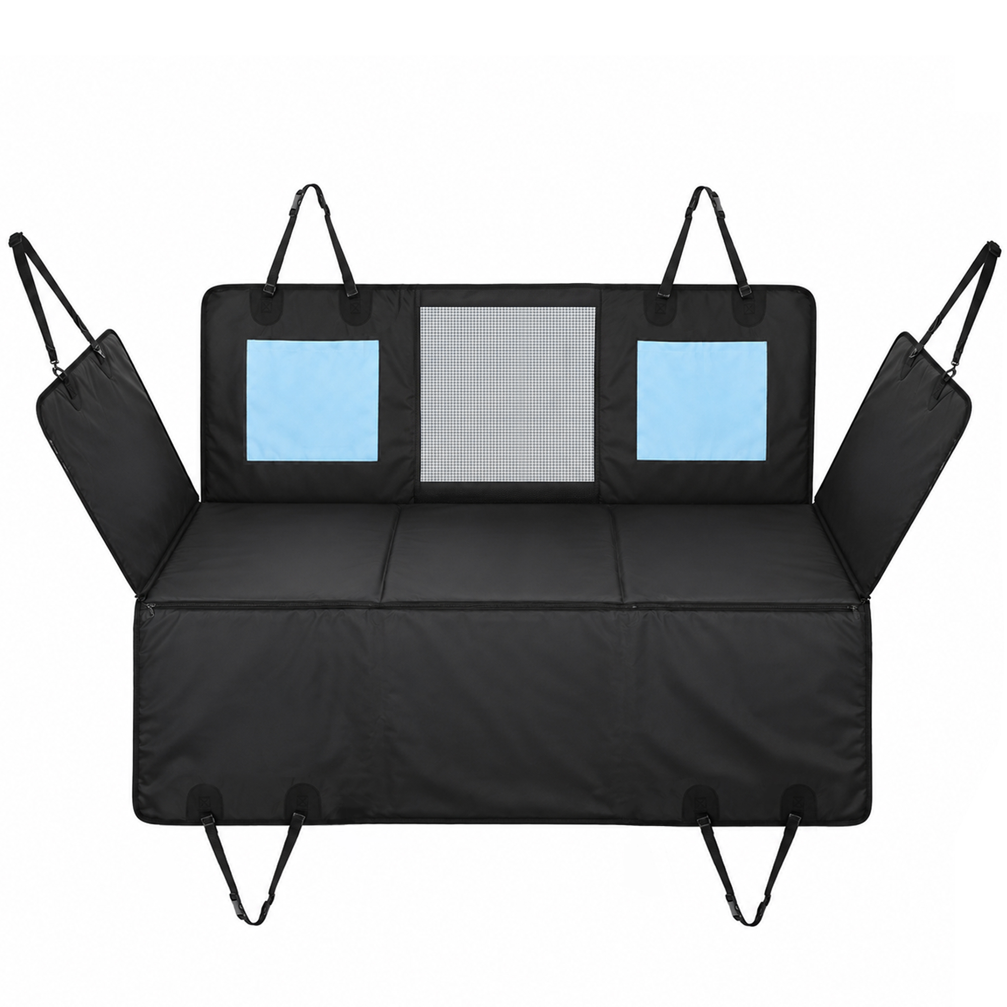 CLAYDALE Waterproof Dog Car Seat Hammock with Mesh Window - Blue