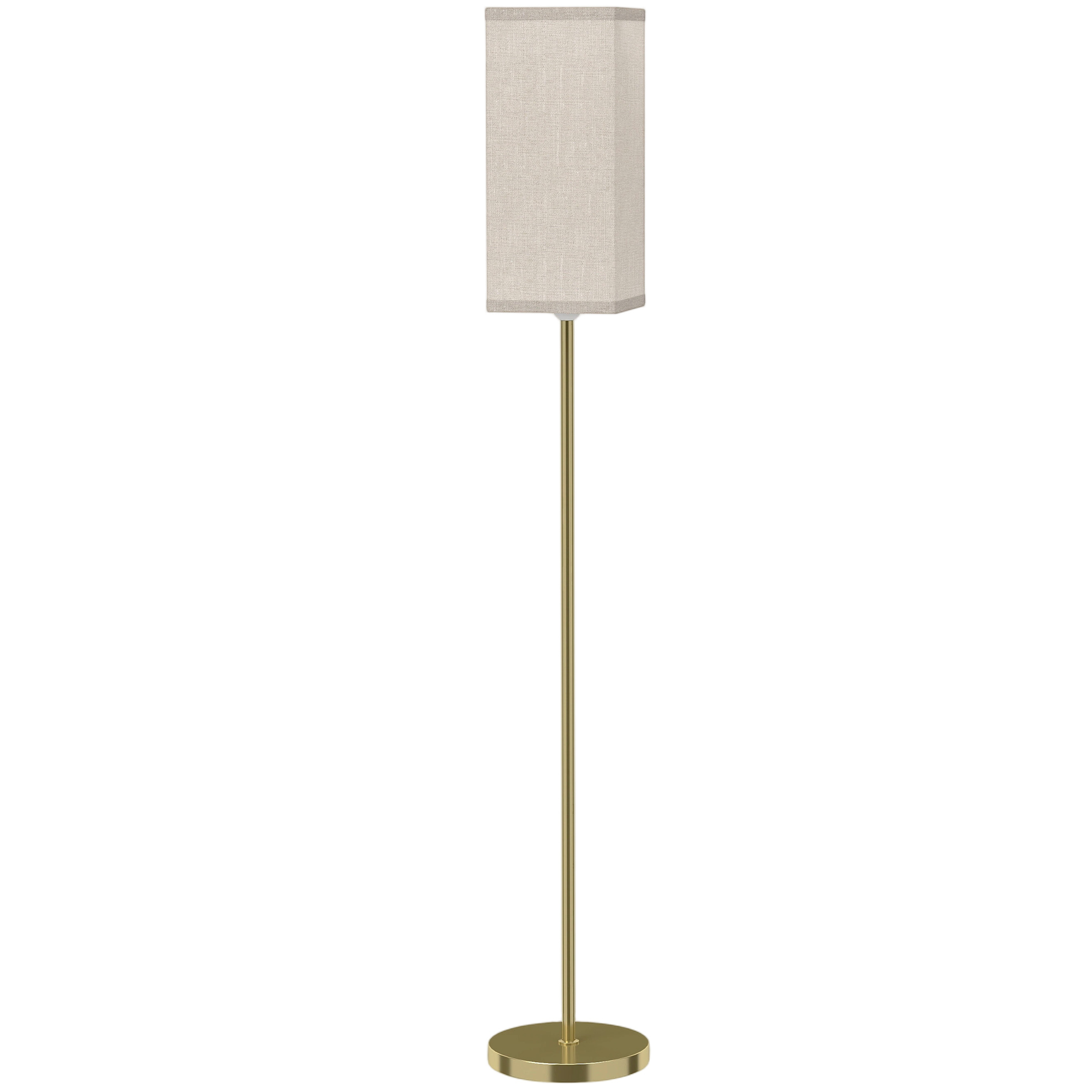 AURARIDGE Modern Floor Lamp with Linen Shade and Foot Switch - Gold