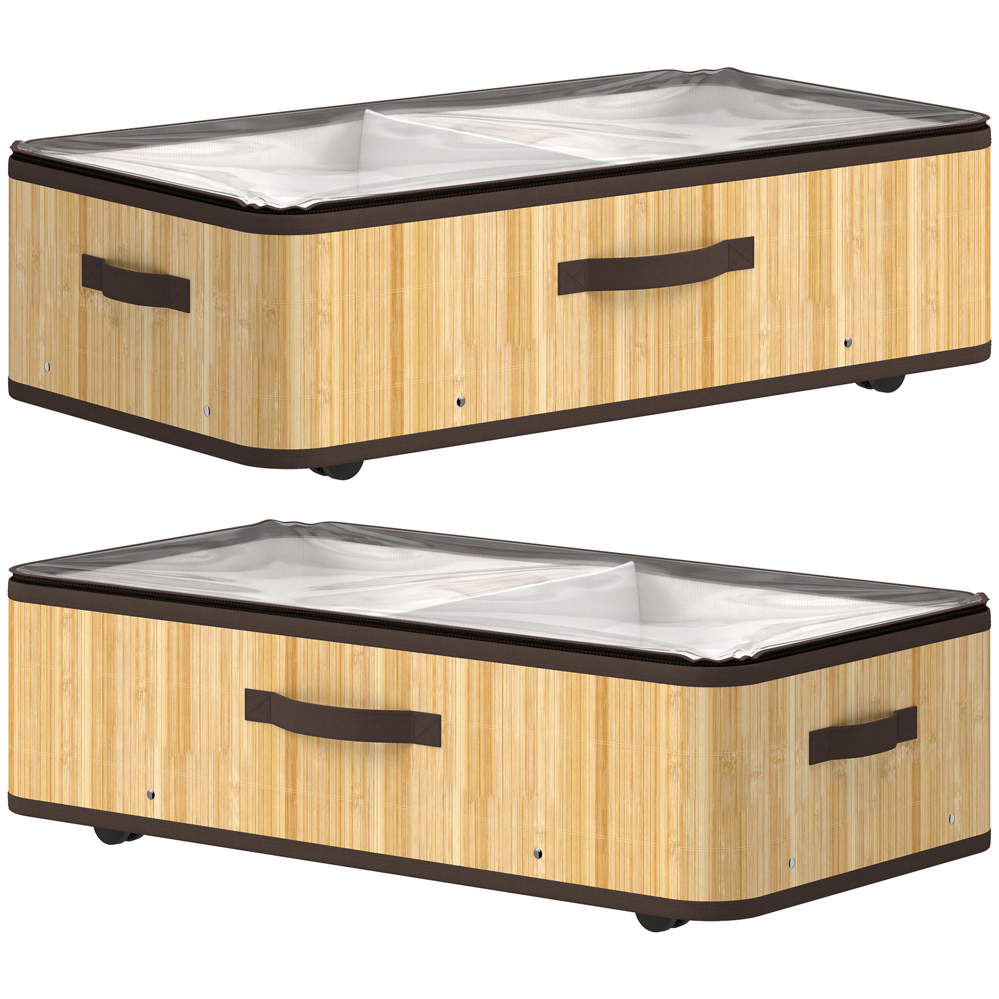 BLENFORD Set of 2 Underbed Storage Boxes with Wheels, 60L