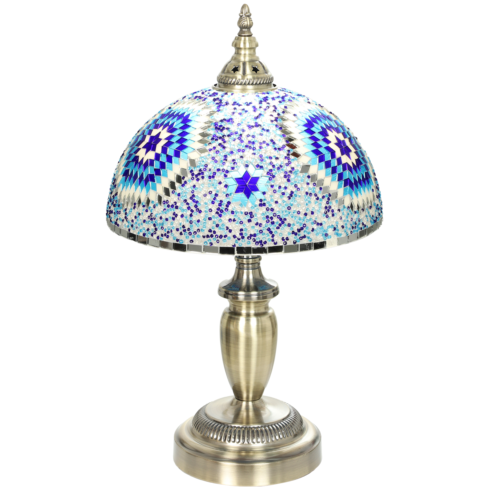 BRIARPORT 30cm Tiffany Stained Glass Table Lamp - Blue