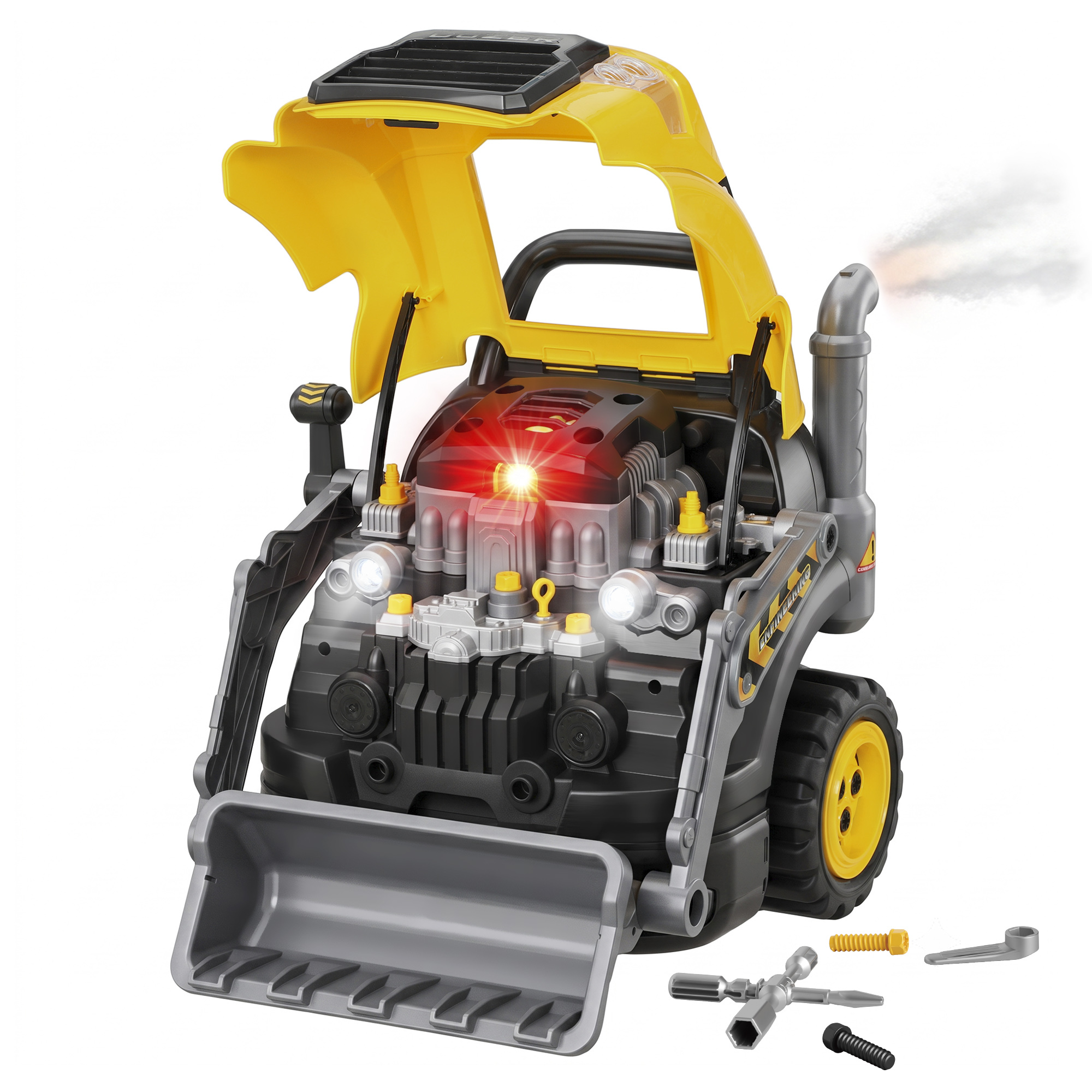 BROOKFORD Kids Excavator Engine Toy with Spray, Lights and Sounds - Yellow