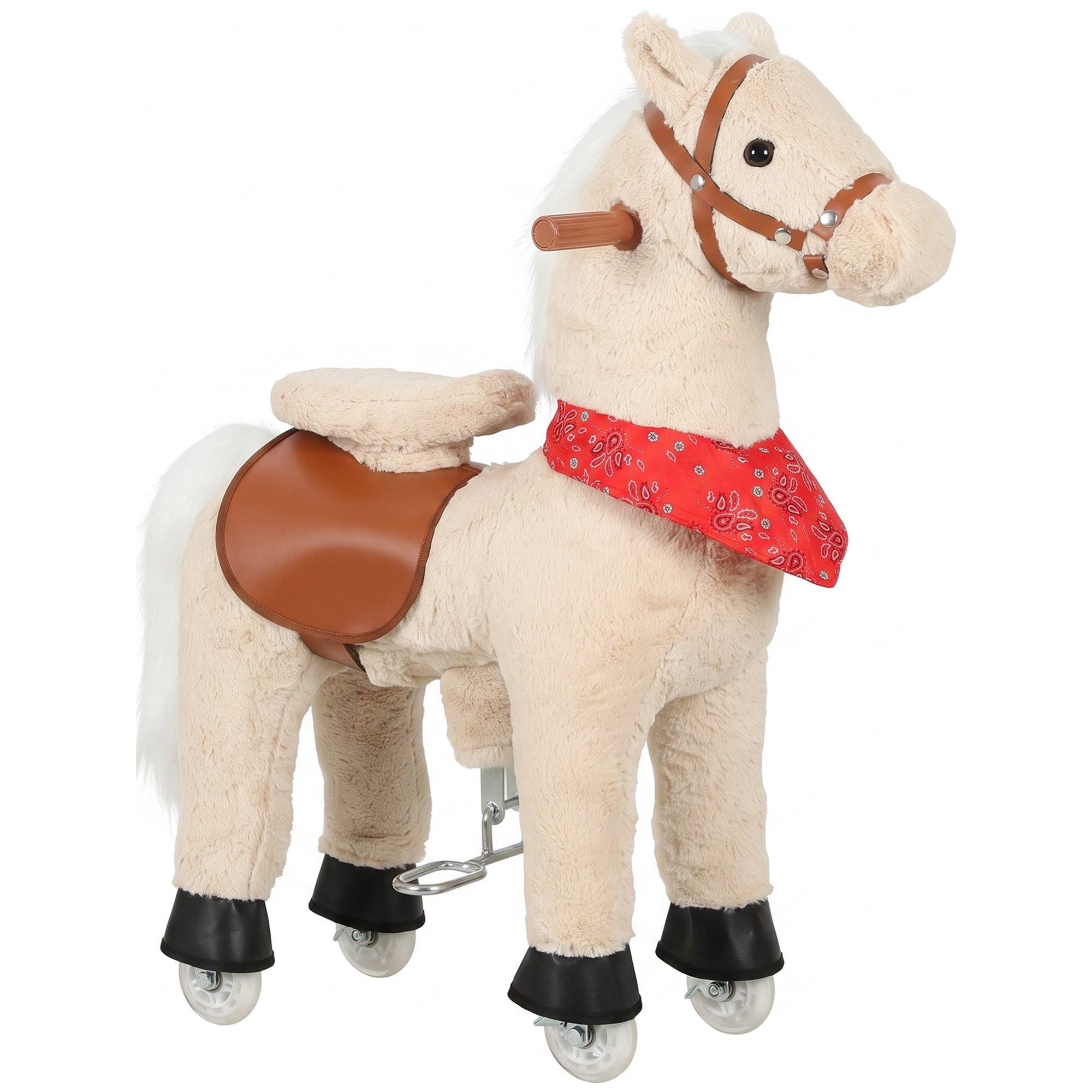 BROOKRIDGE Pedal Ride-On Horse with Rotating Head and Neighing Sound - Light Brown