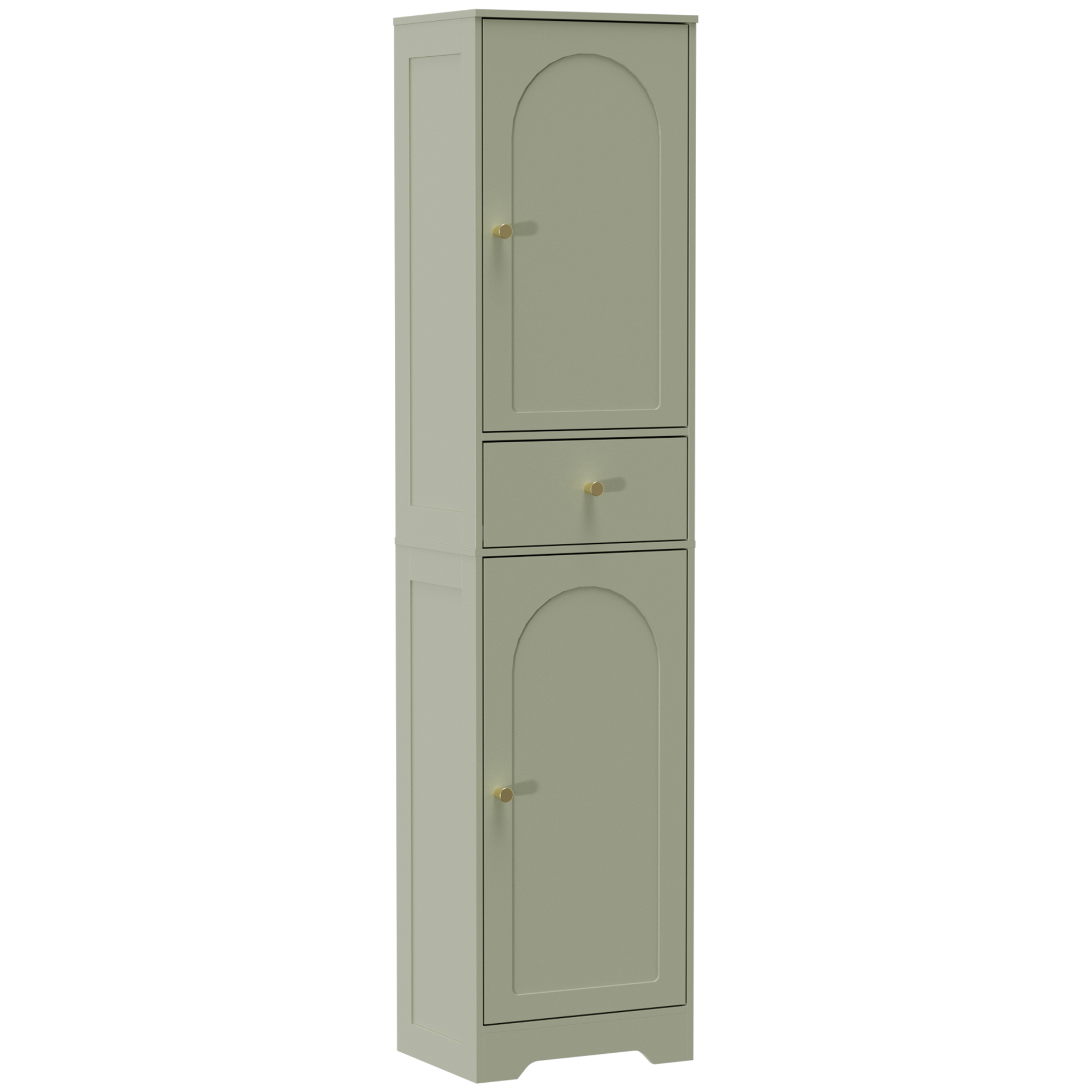BEACONWELL Tall Bathroom Cabinet with Arched Doors - Light Green