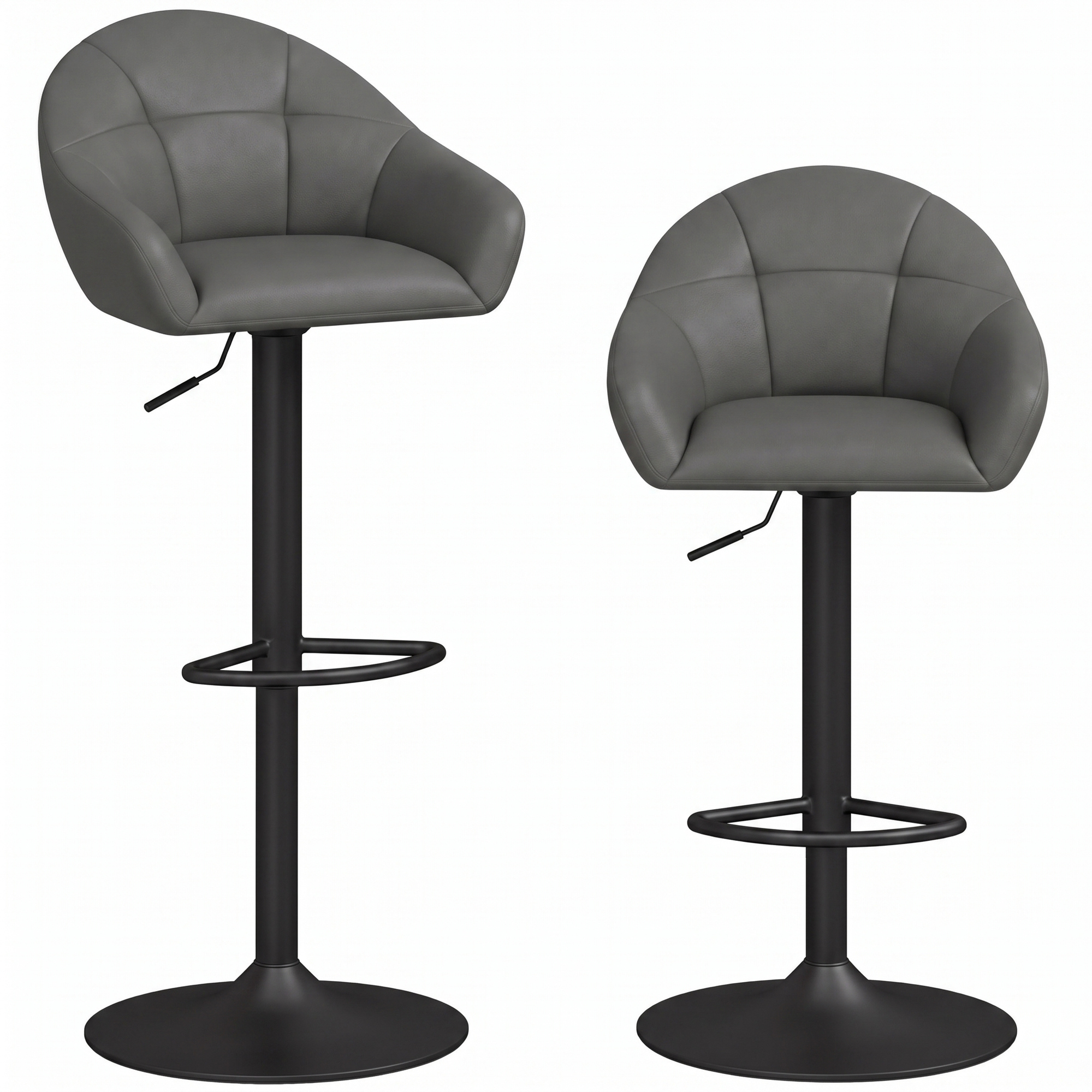 BRACKWELL Set of 2 Adjustable Bar Stools with Armrests - Grey