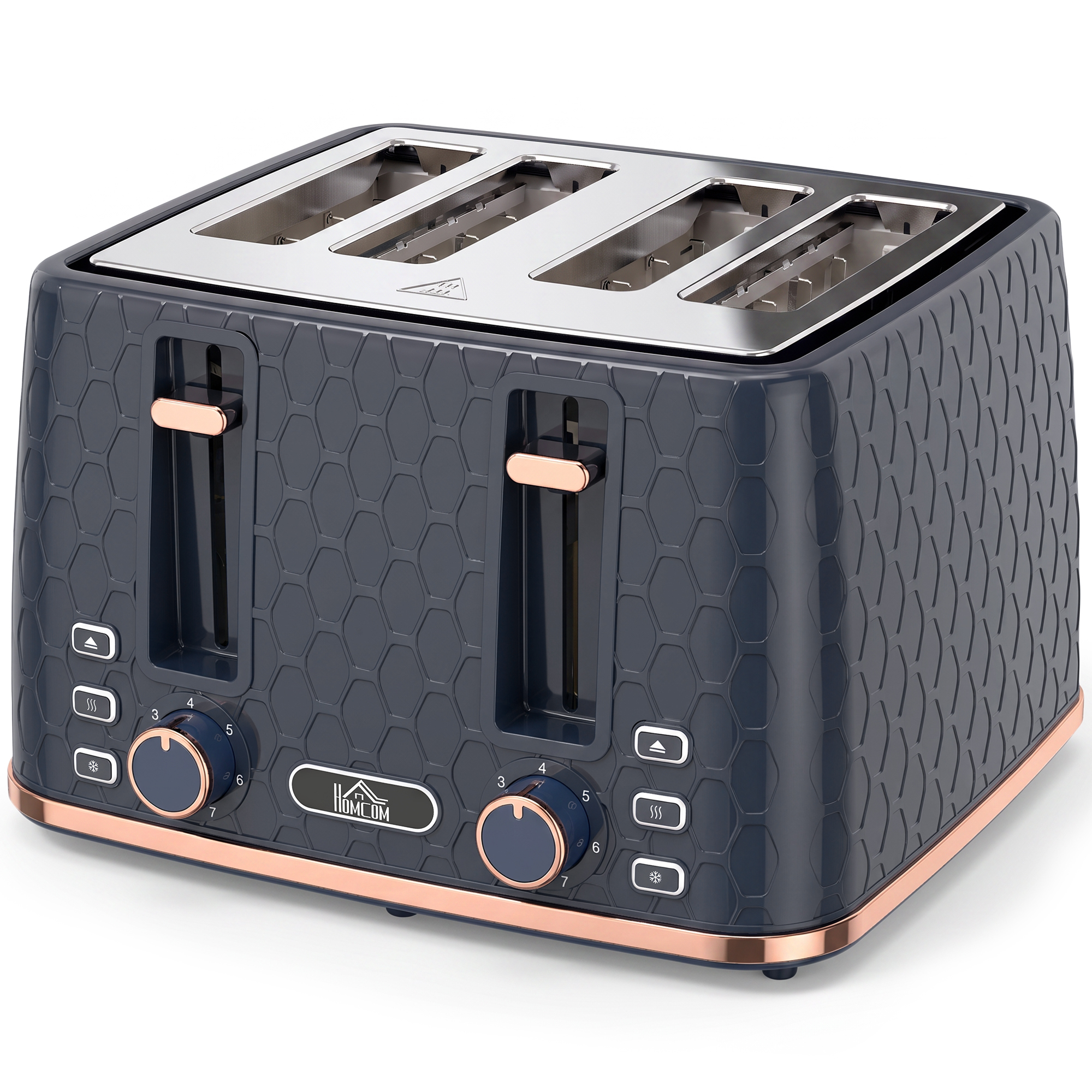 BLAZEWOOD 4-Slice Toaster with 7 Browning Levels - Dark Blue