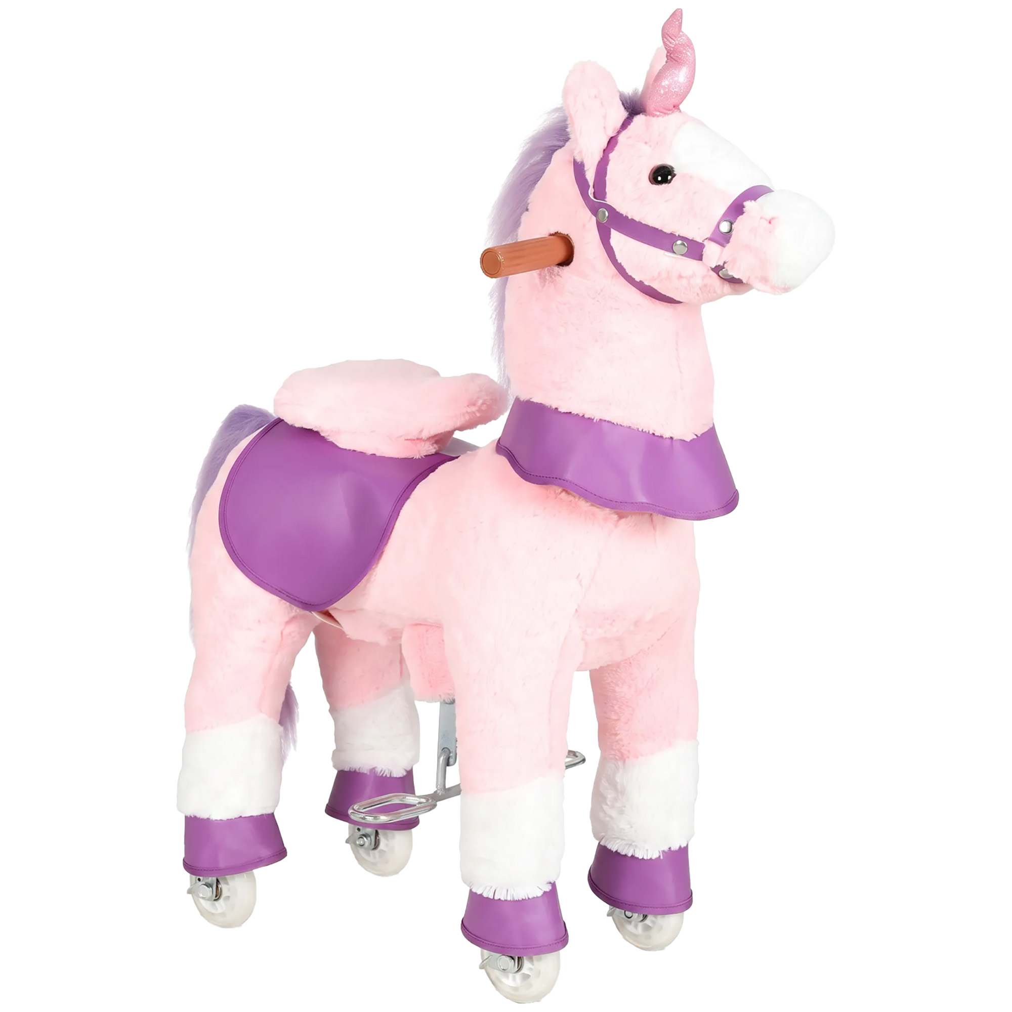 BROOKWORTH Pedal Ride-On Horse with Rotating Head and Neighing Sound - Pink