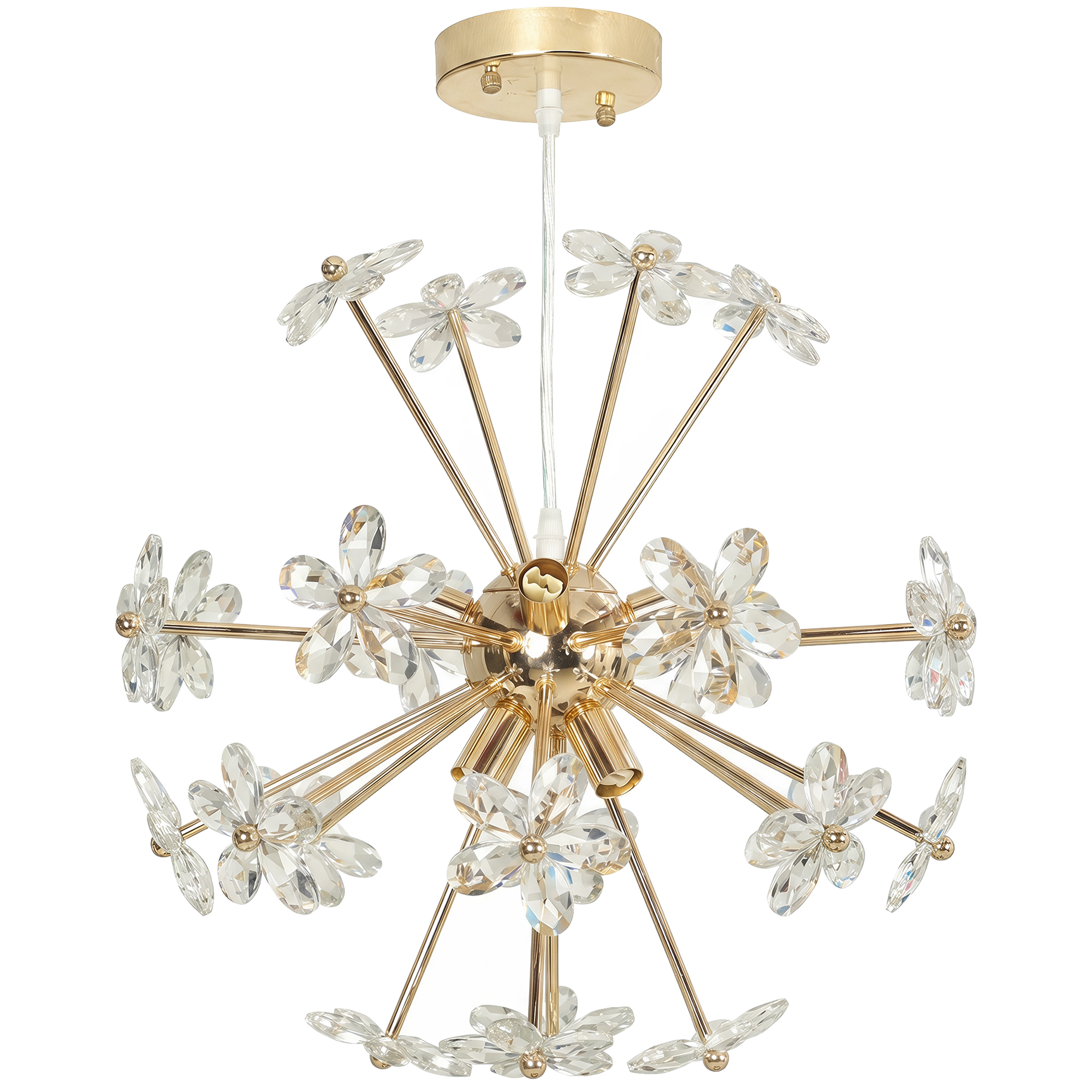 BRIARTON Crystal Flower Ceiling Pendant Light with Adjustable Height - Clear