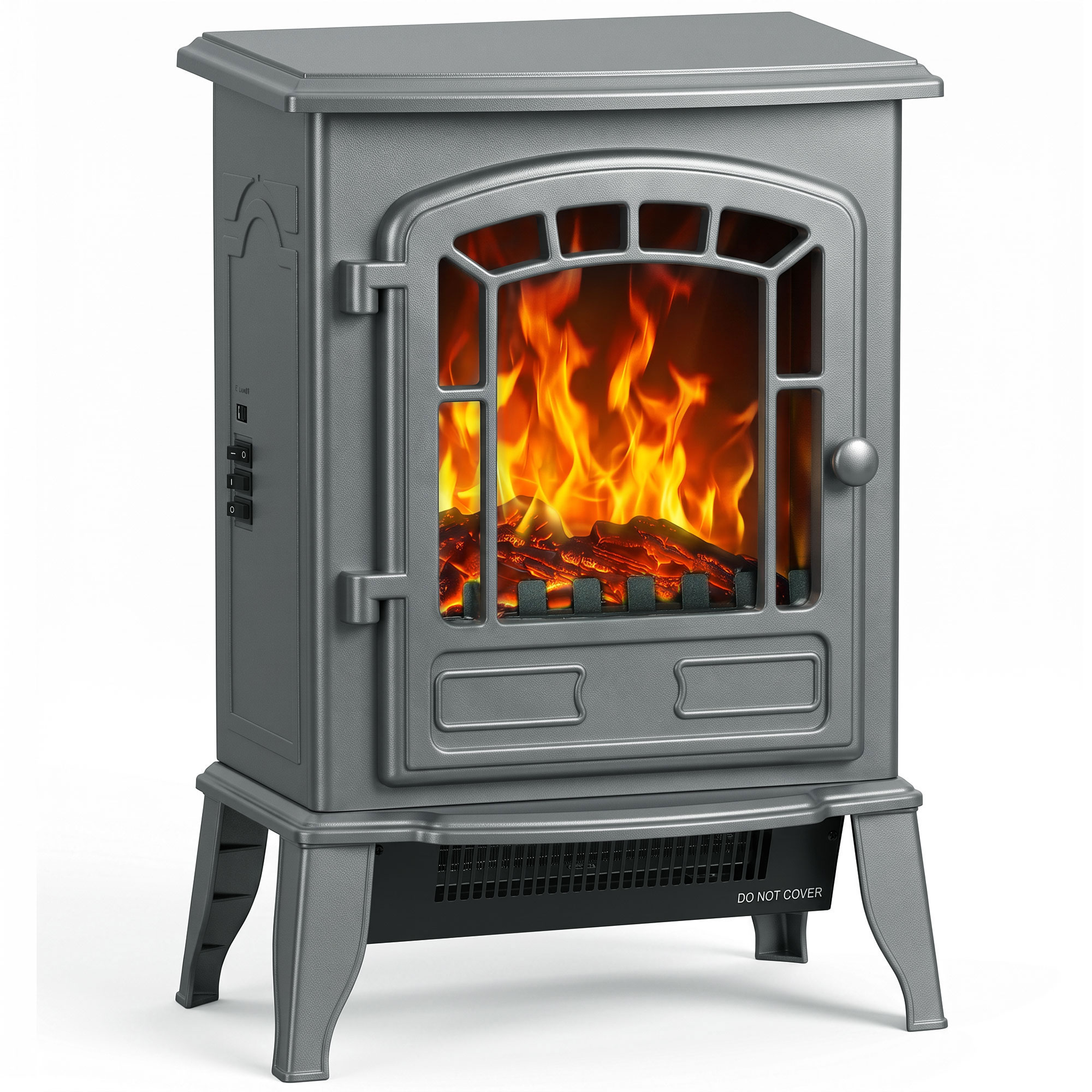BROOKLEY Freestanding Electric Fireplace Stove, 1000 2000W - Grey