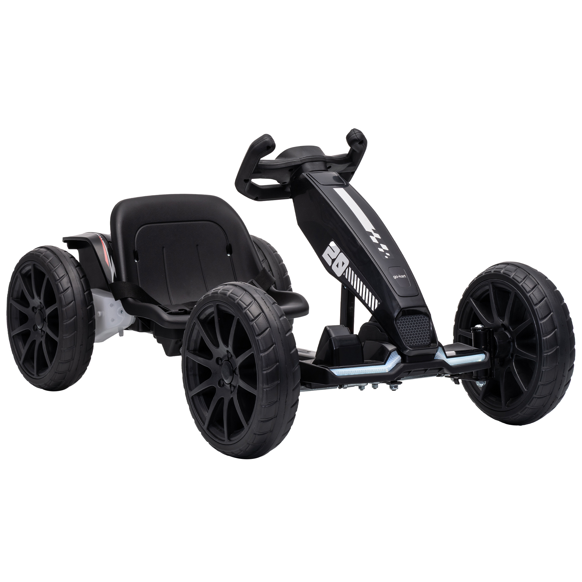 CEDARLEY 12V Kids Electric Go-Kart with Dual Motors and LED Lights - Black