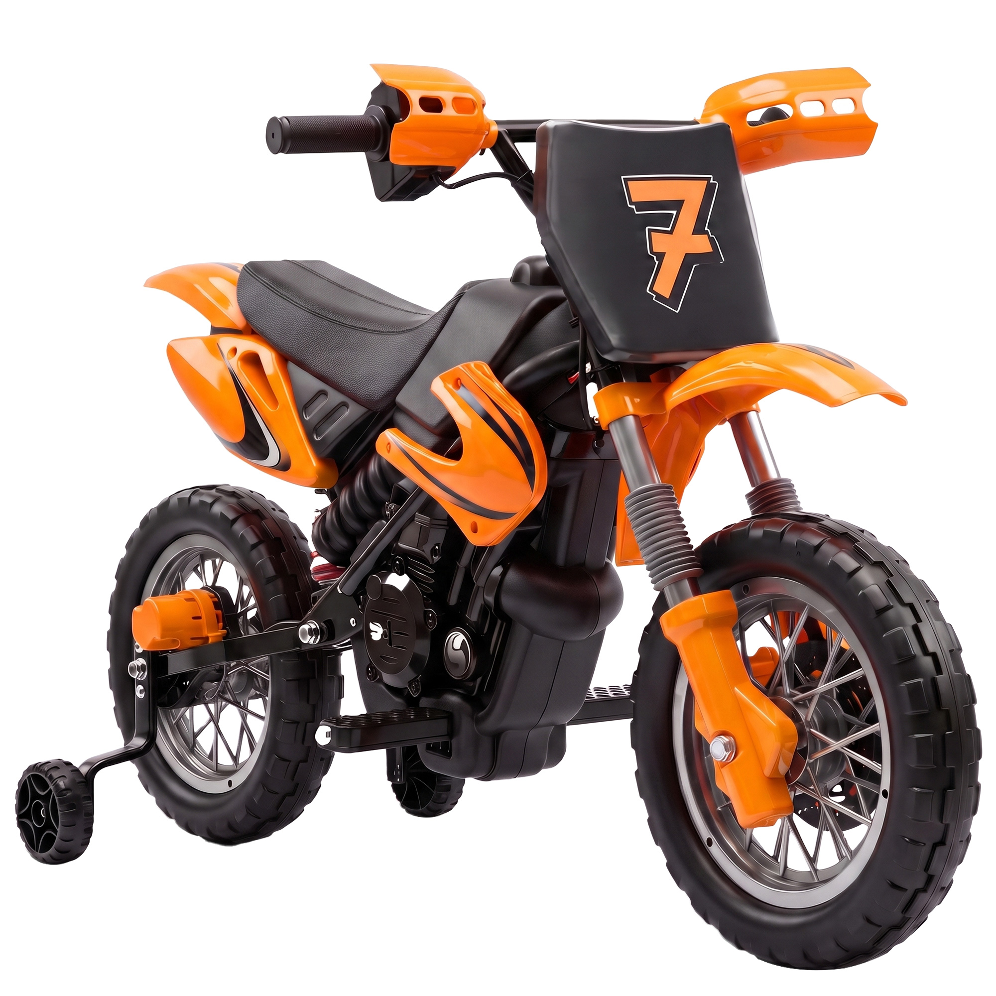CEDARMOOR 12V Kids Electric Motorbike with Training Wheels - Orange