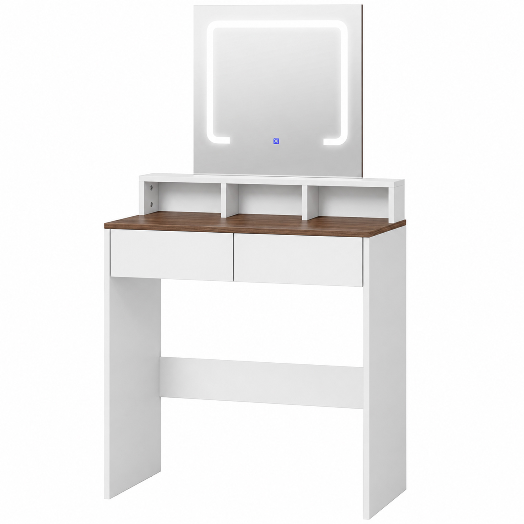 BIRCHPOINT Vanity Table with LED Mirror and 2 Drawers - Walnut