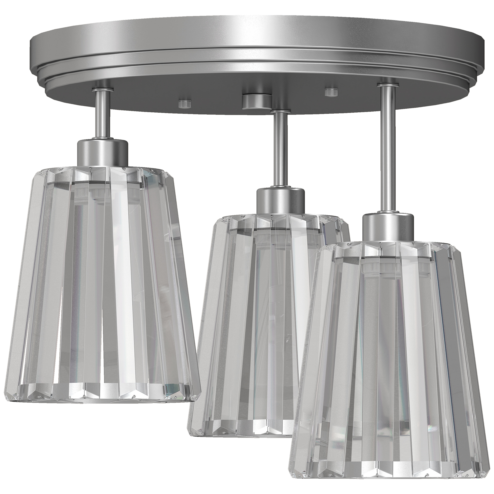 CANVASGATE 3-Light Crystal Glass Ceiling Light, 3 E27 Sockets - Silver