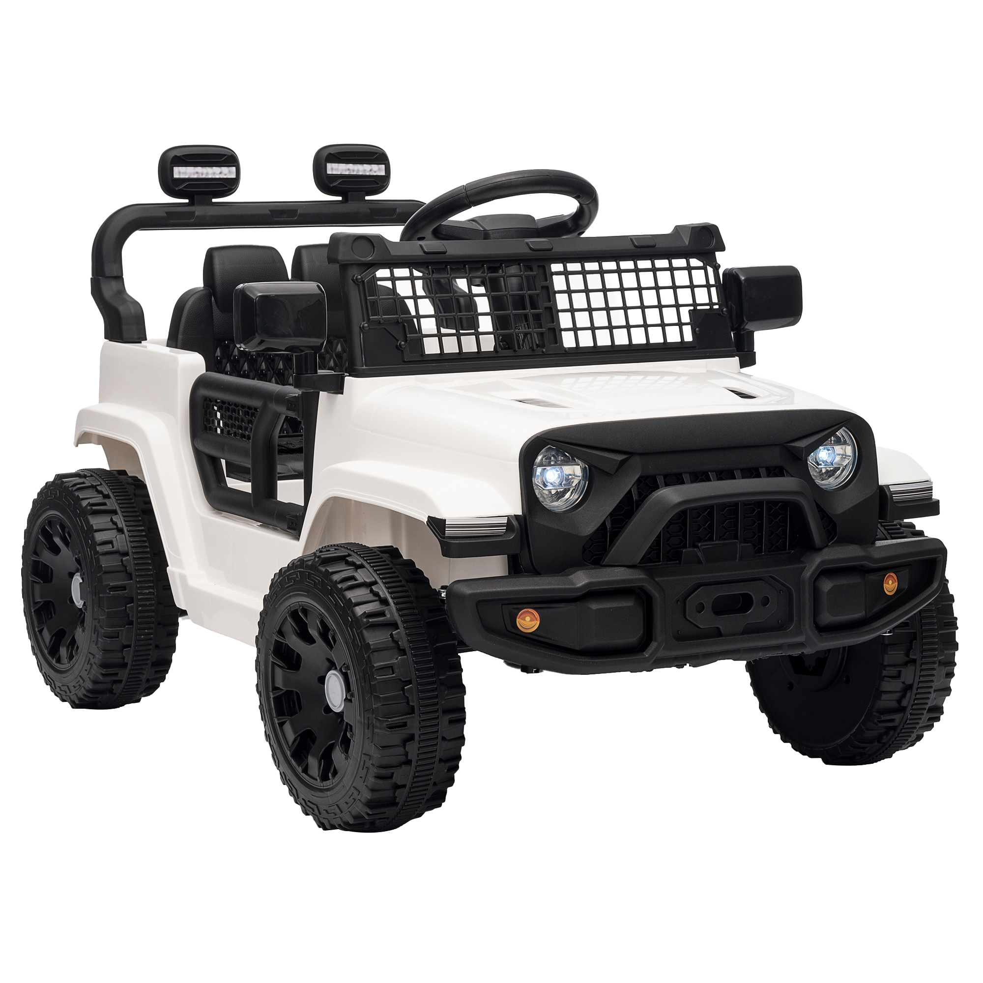 CLAYHILL 12V Kids Electric Car with Remote, Dual Motors and Suspension - White