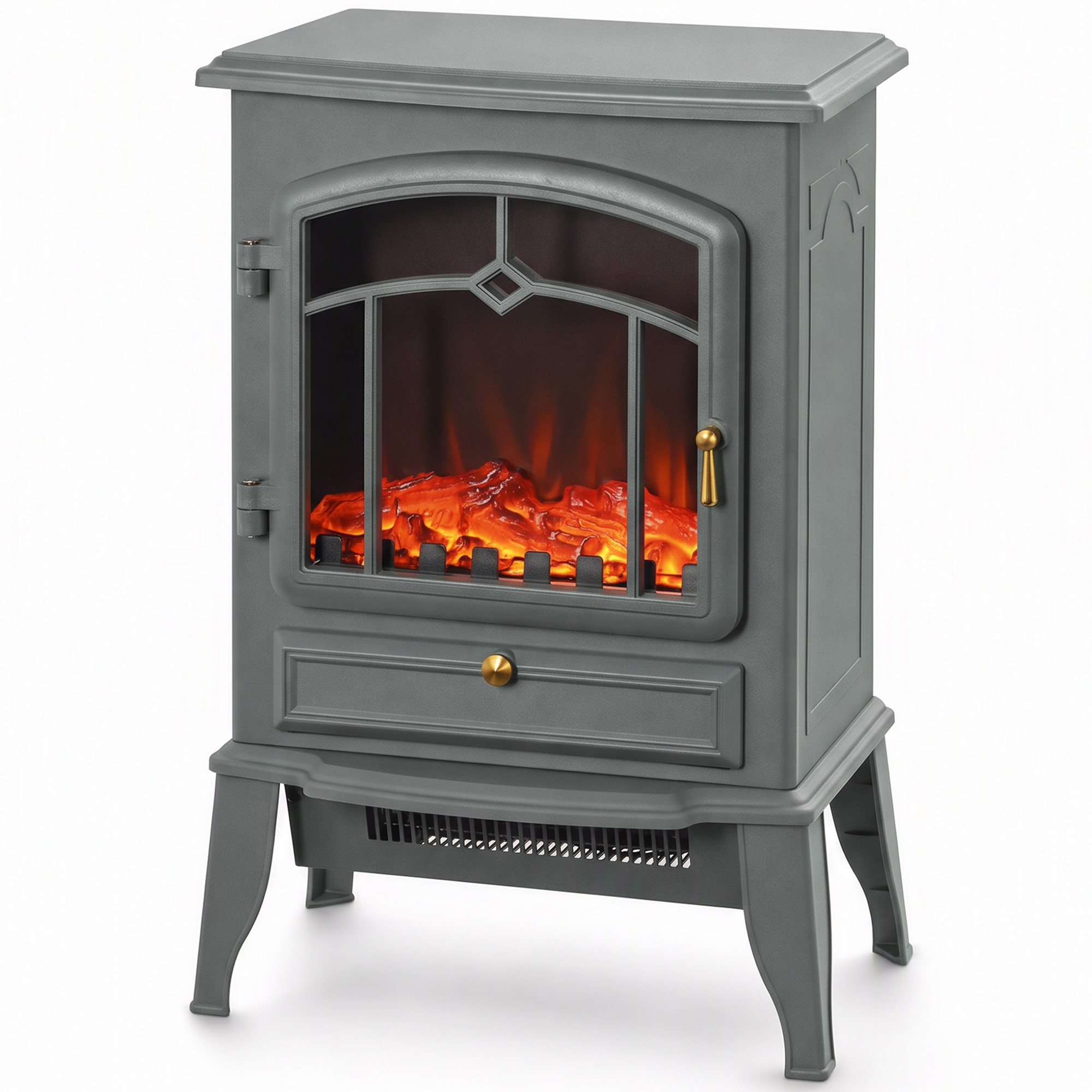 CANVASSTONE Freestanding Electric Fireplace Stove, 1000 2000W - Grey