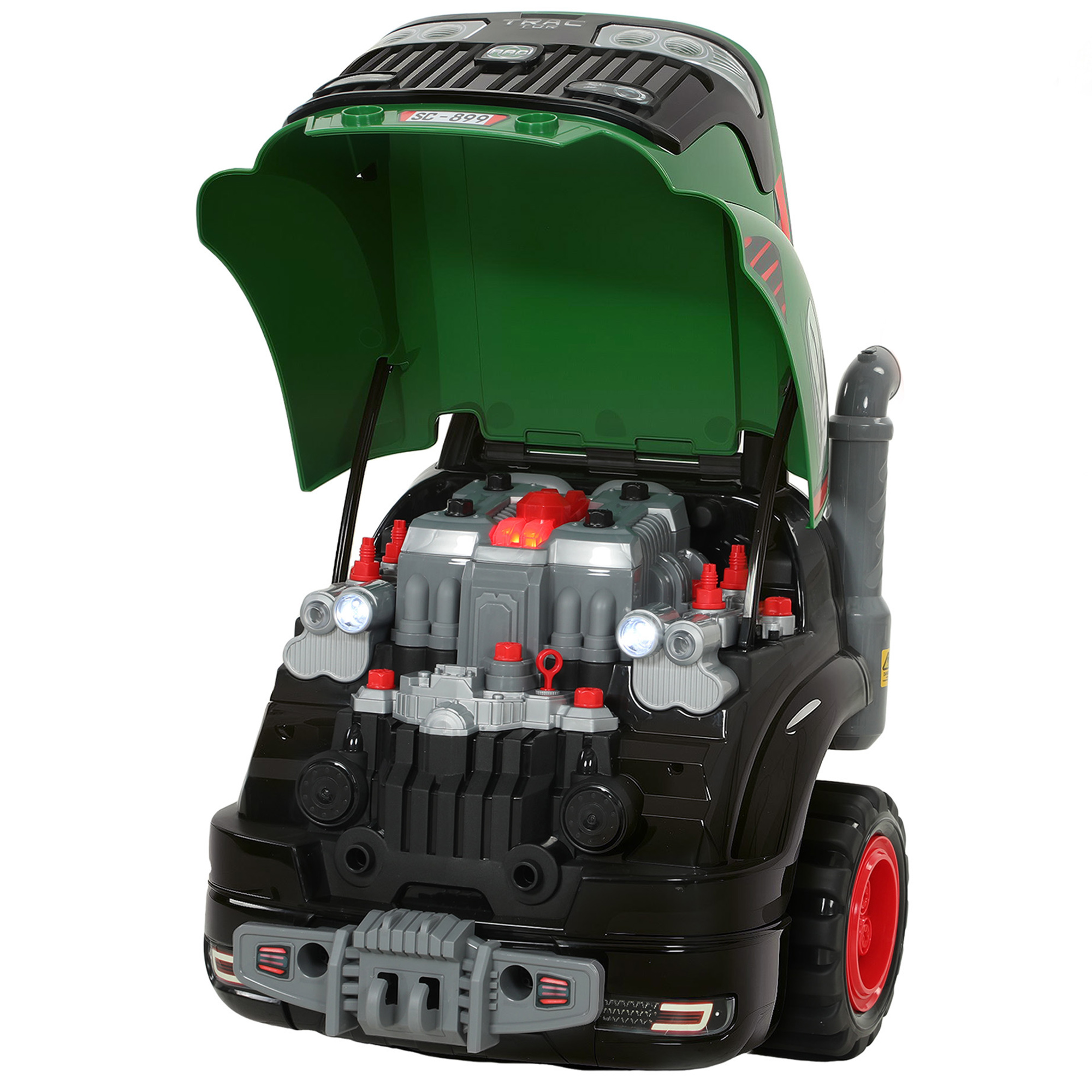 CANVASBROOK Kids Truck Engine Toy with Spray, Lights and Sounds - Green