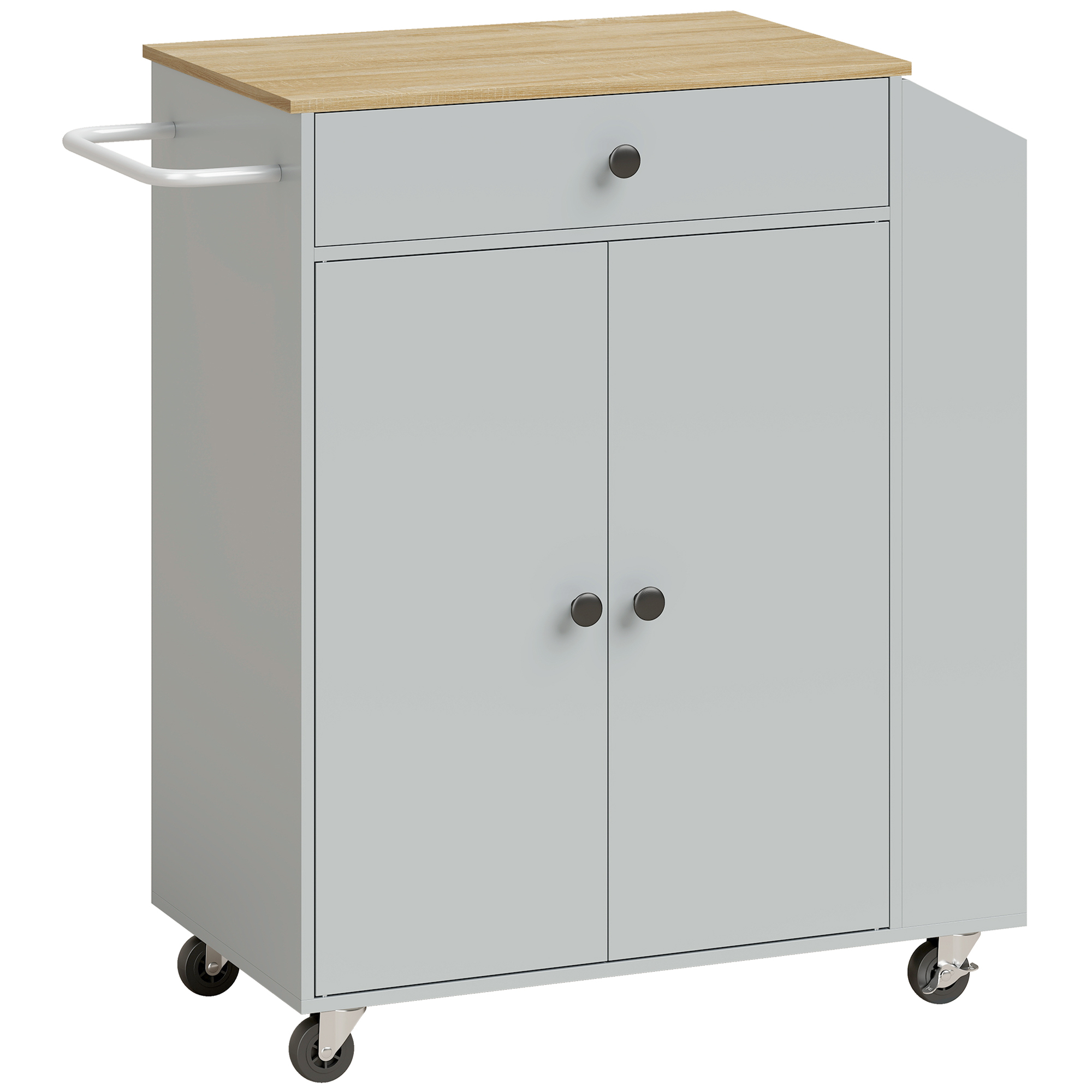 BREEZEBROOK Rolling Kitchen Island with 3-Tier Spice Rack - Light Blue