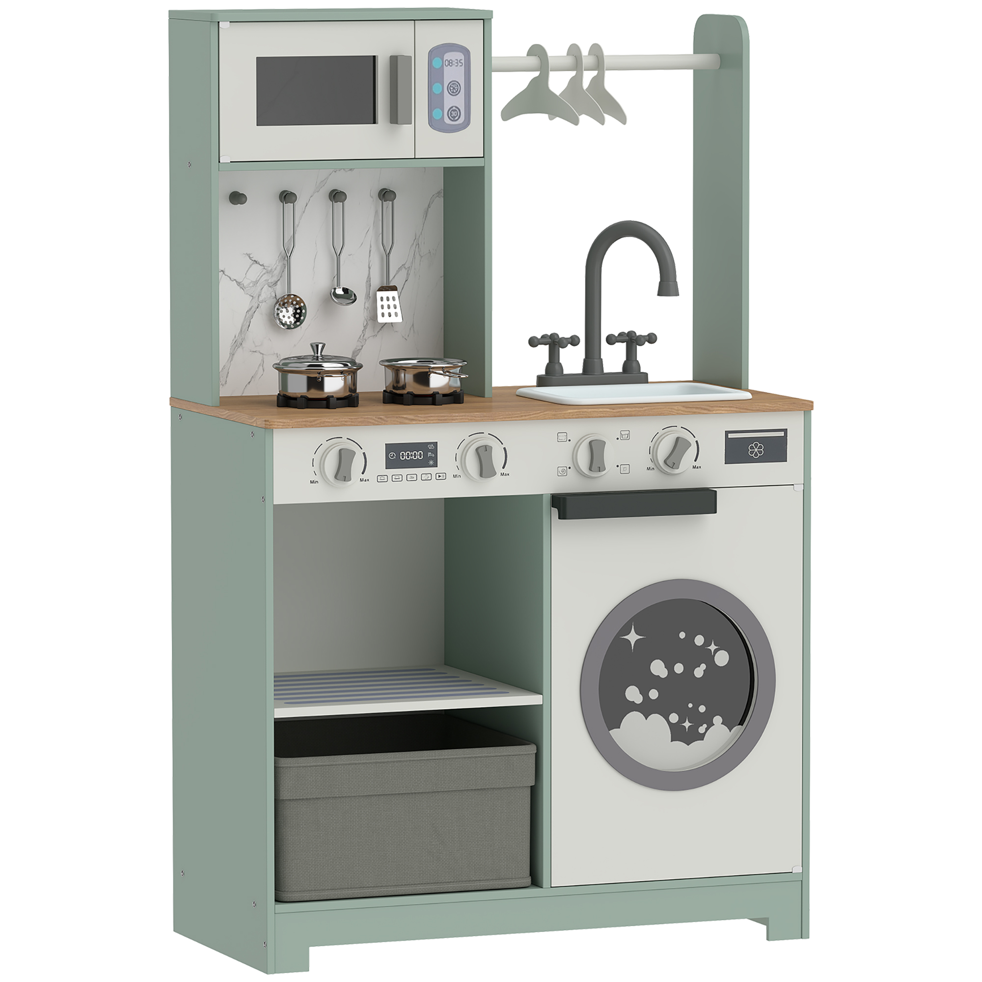 ARDENSIDE Kids Play Kitchen with Stove, Sink and Microwave - Green