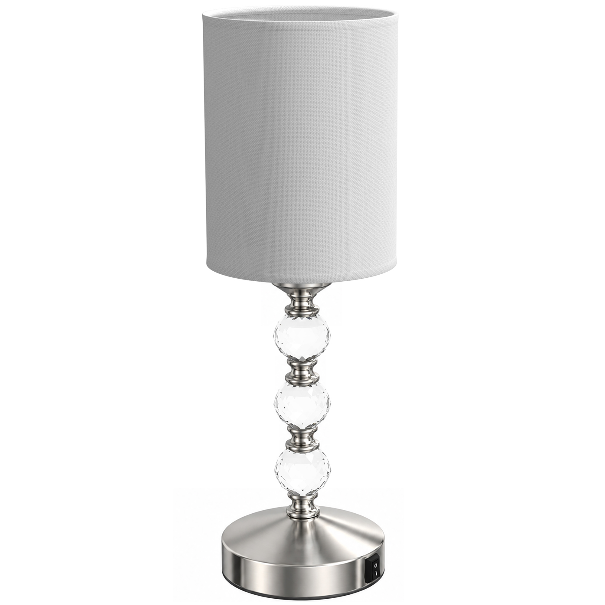 BRIGSLEY Crystal Bedside Table Lamp with USB-A and USB-C Ports - Silver Tone