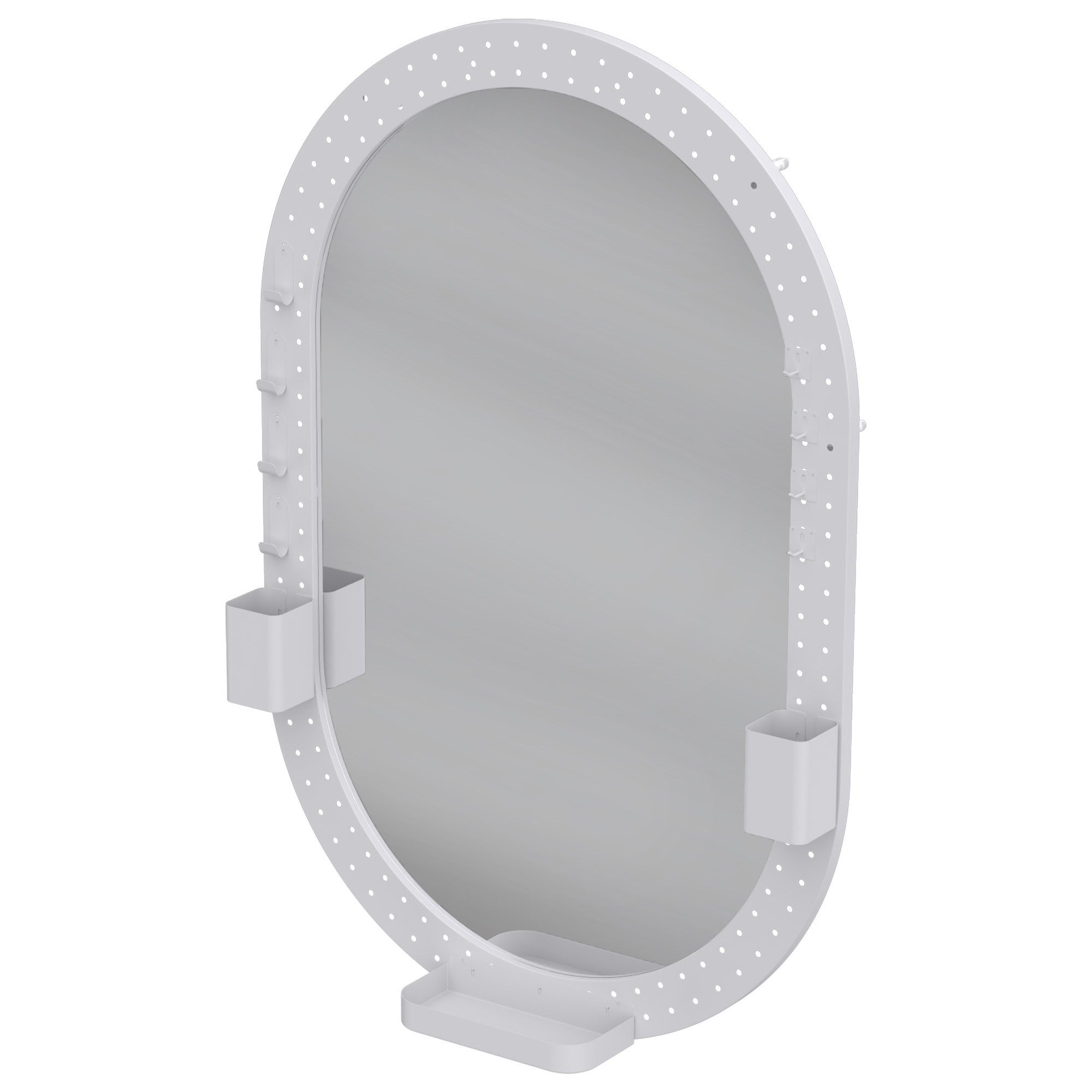 COASTDALE 60 x 90cm Oval Wall Mirror with Pegboard Frame - White