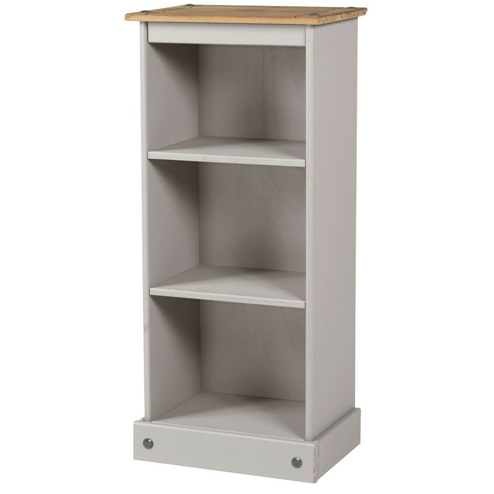 Corona Solid Pine Narrow Bookcase - Grey Wax - Bedroom & More