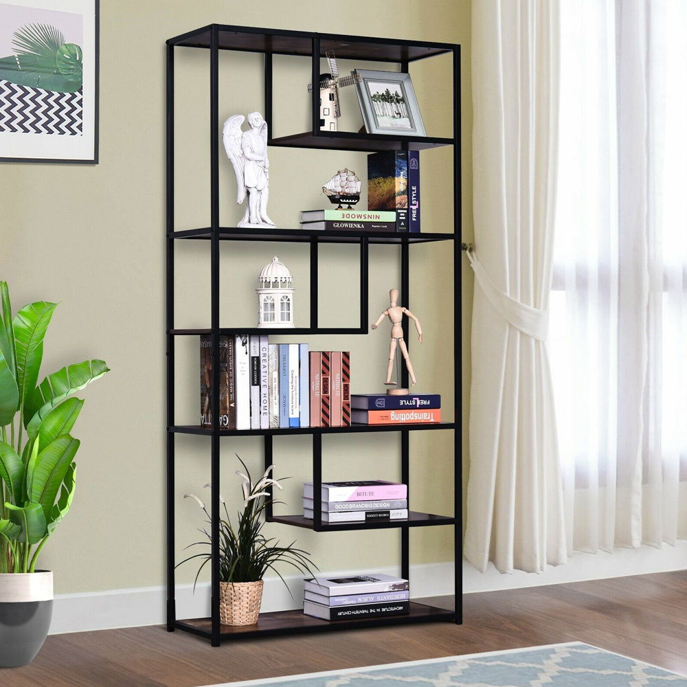 Industrial Style 6-Tier Display Rack Stand - Rustic Brown - Aldo & Ehren