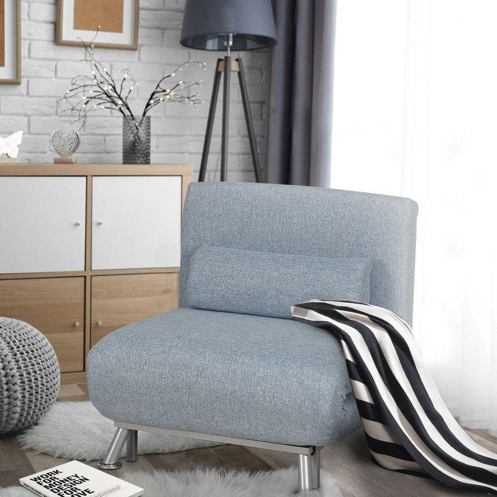 Convertible Folding Futon Sofabeds With Pillows - Grey - Aldo & Ehren