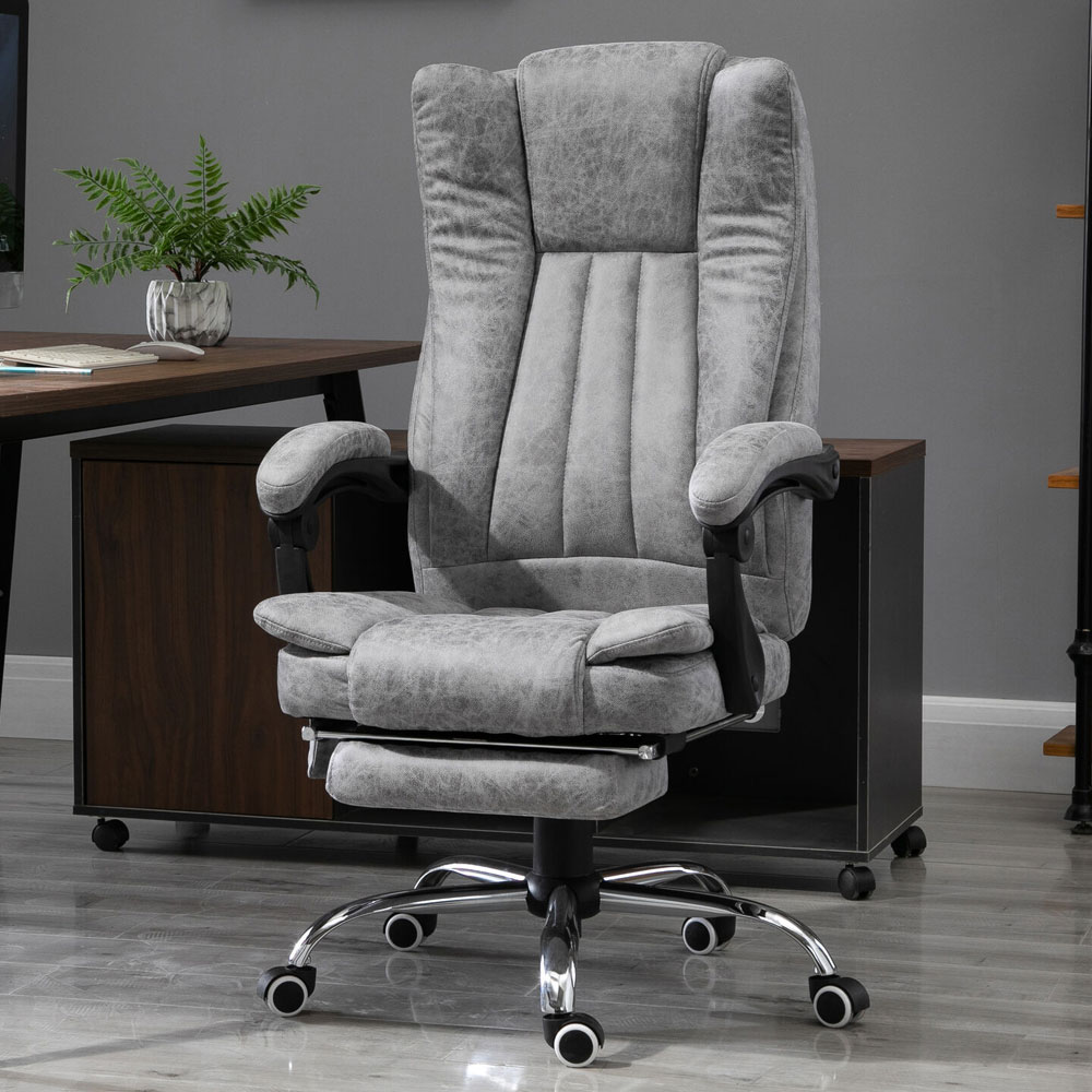 Executive PU Leather 6-Point Vibrating Massage Office Swivel Padded Chair - Grey - Aldo & Ehren