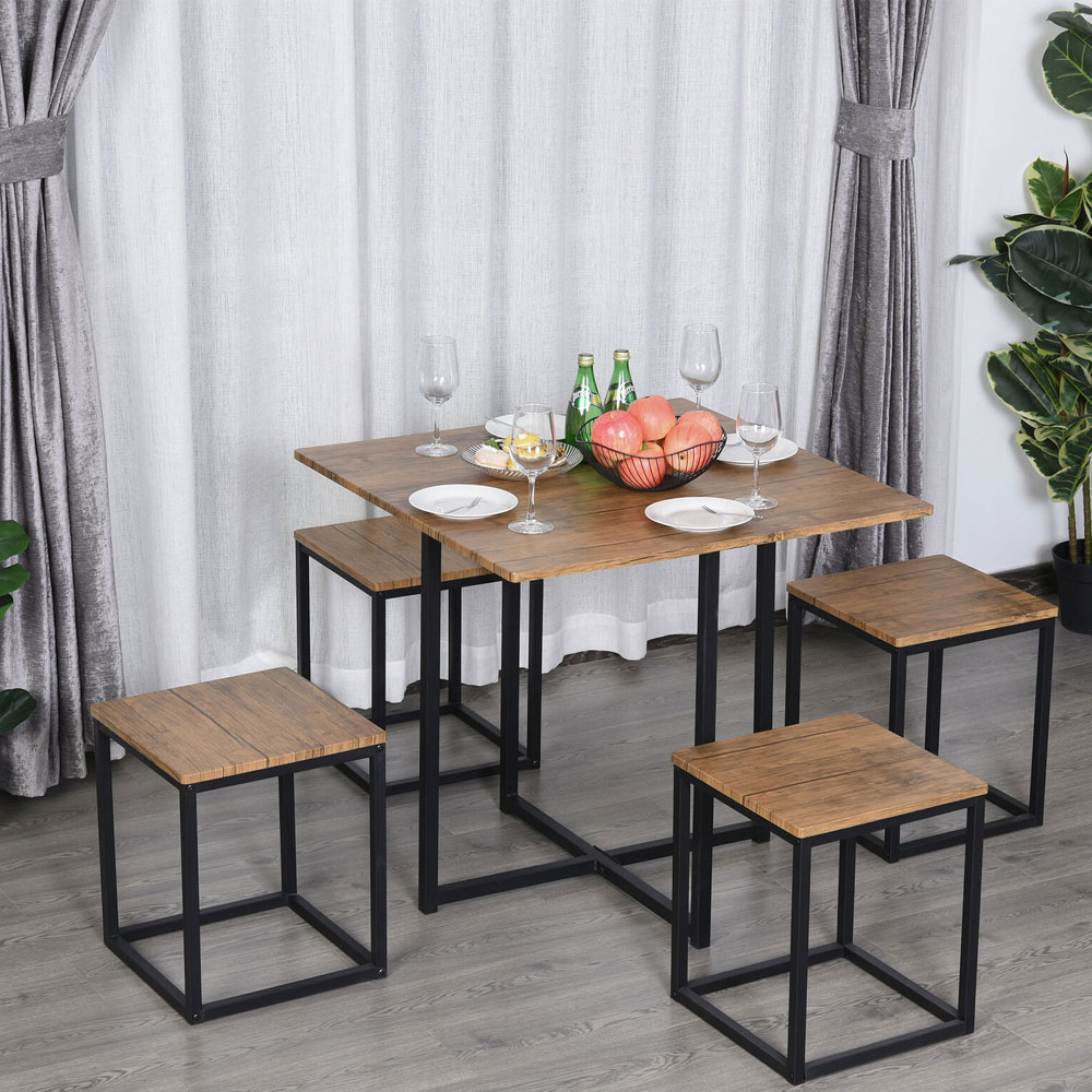 Metal Frame Space Saving 5 Pieces Dining Table and Chairs Set - Aldo & Ehren