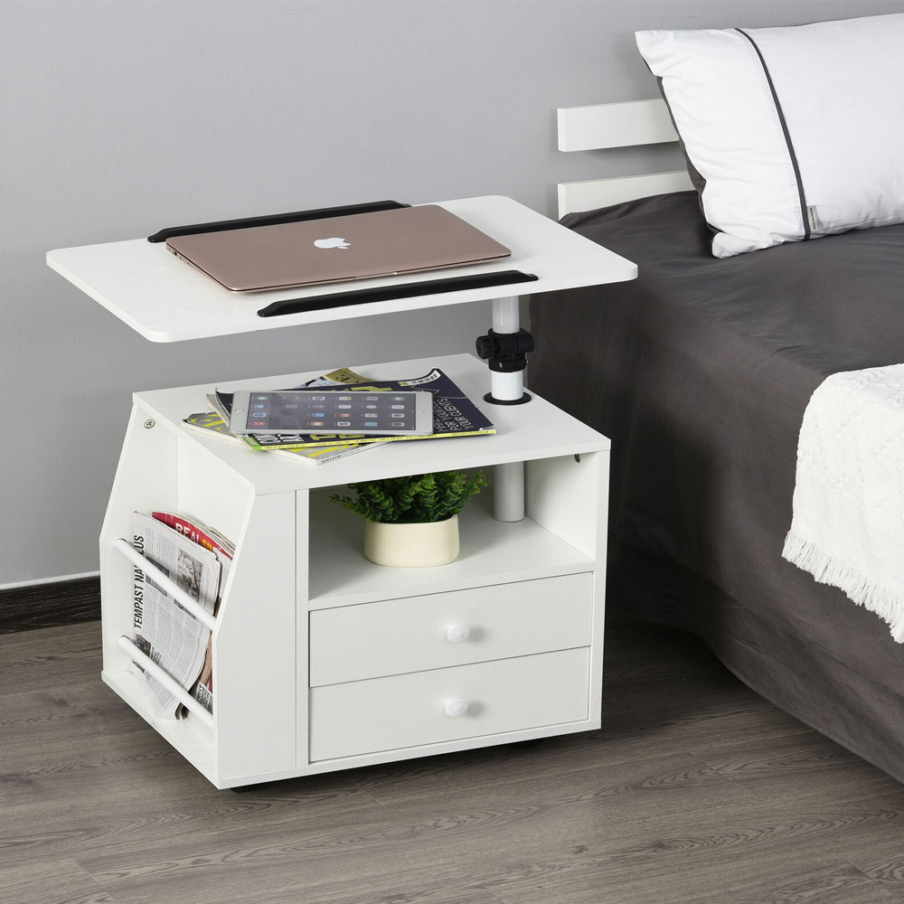 Bedside Table - ELEGANT Nightstand White 40cm - Aldo & Ehren
